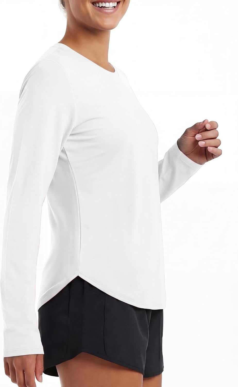 Stelle Women’s Long Sleeve Sun Shirts Quick Dry Workout Top(White)