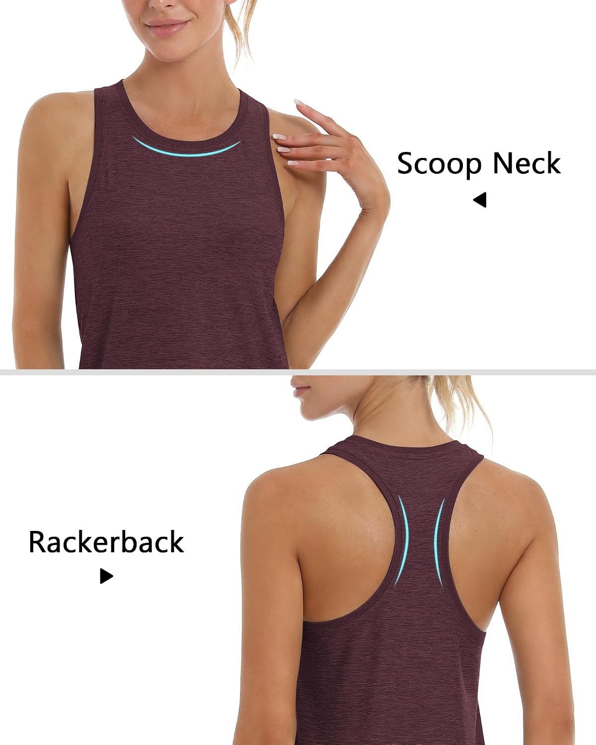 Stelle Womens Tank Tops Workout Gym Exercise Athletic Yoga Tops Racerback Running Tank Top Loose Fit(Heather Burgundy)