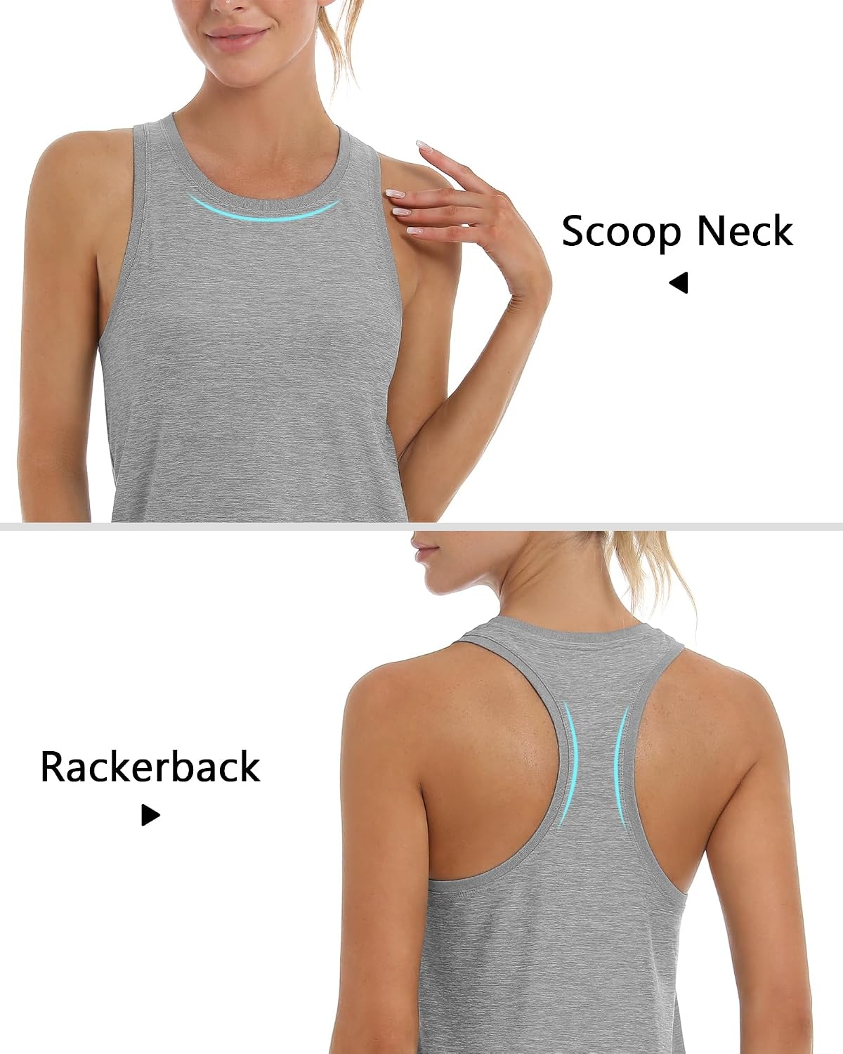 Stelle Womens Tank Tops Workout Gym Exercise Athletic Yoga Tops Racerback Running Tank Top Loose Fit(Light Heather Grey)
