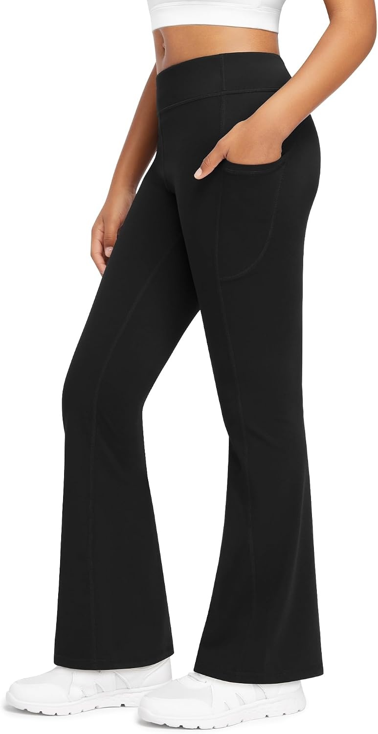 Stelle Girls Fleece Lined Leggings with Hidden Pocket High Waisted Pants(Black)