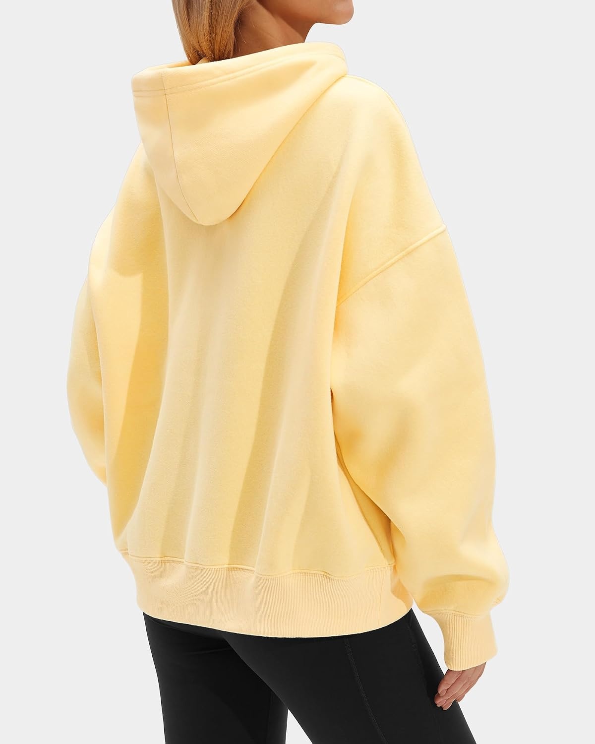Stelle Women’s Oversized Fleece Hoodie Printed Cuff Fall Sweatshirts(Butter)