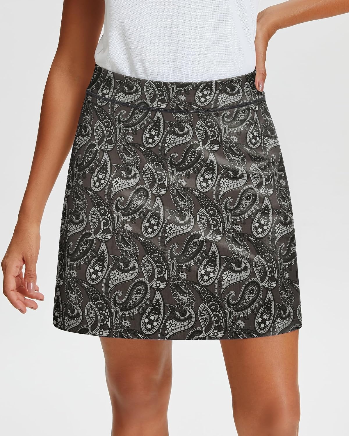 Stelle 17″ Golf Skirts for Women Pickleball Tennis Skorts with 2 Pockets(Noir Paisley Print)