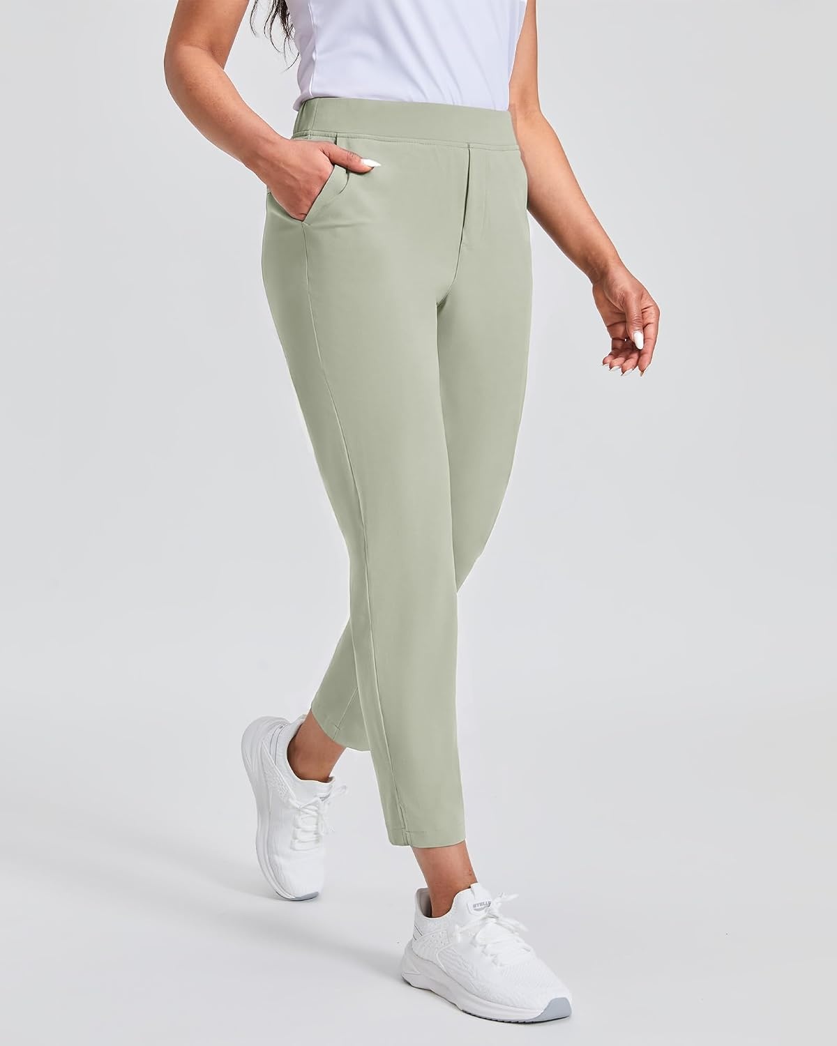 Stelle Women’s Golf Pants Stretch Business Casual Work Slacks 7/8 Ankle(Sage Mist)
