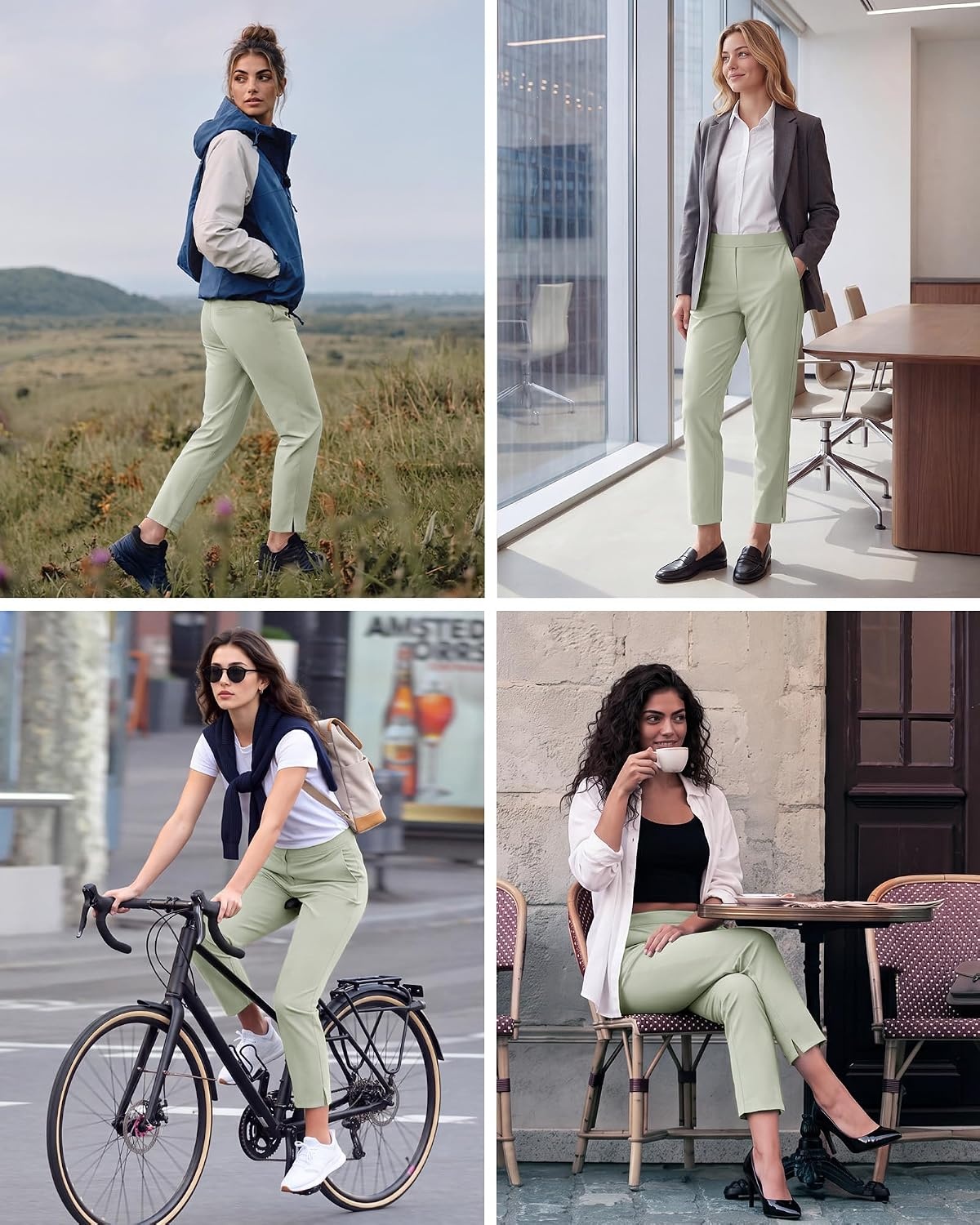 Stelle Women’s Golf Pants Stretch Business Casual Work Slacks 7/8 Ankle(Sage Mist)
