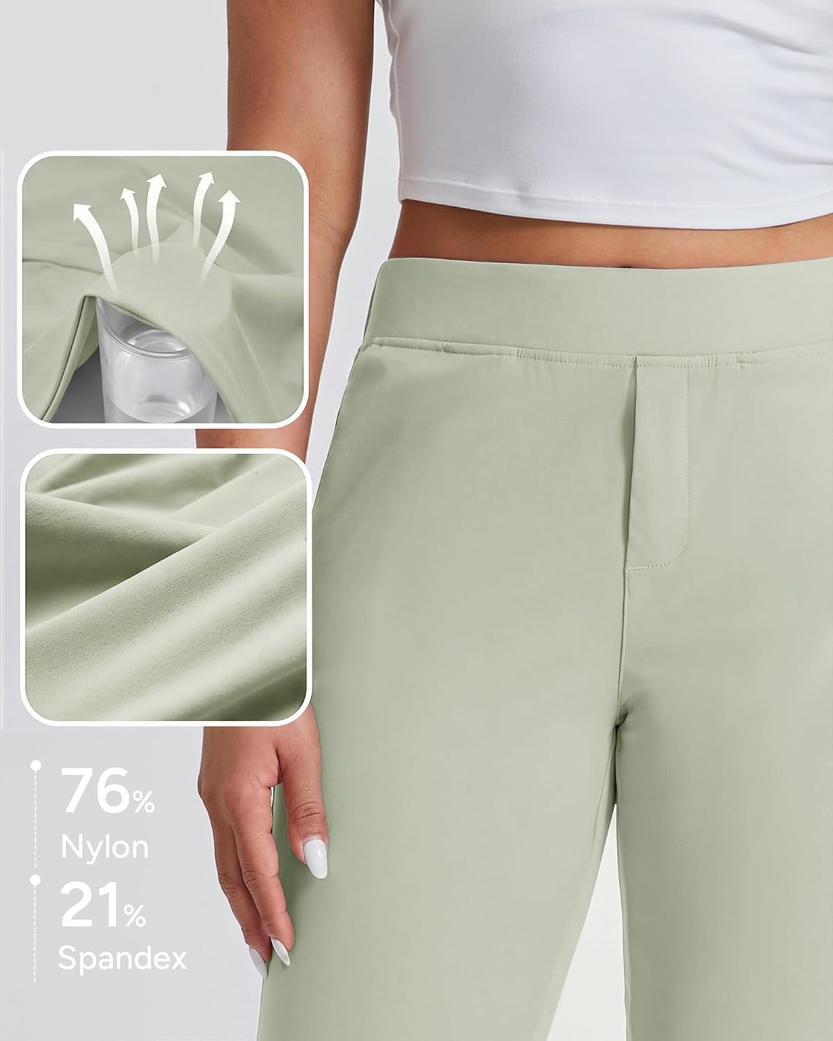 Stelle Women’s Golf Pants Stretch Business Casual Work Slacks 7/8 Ankle(Sage Mist)