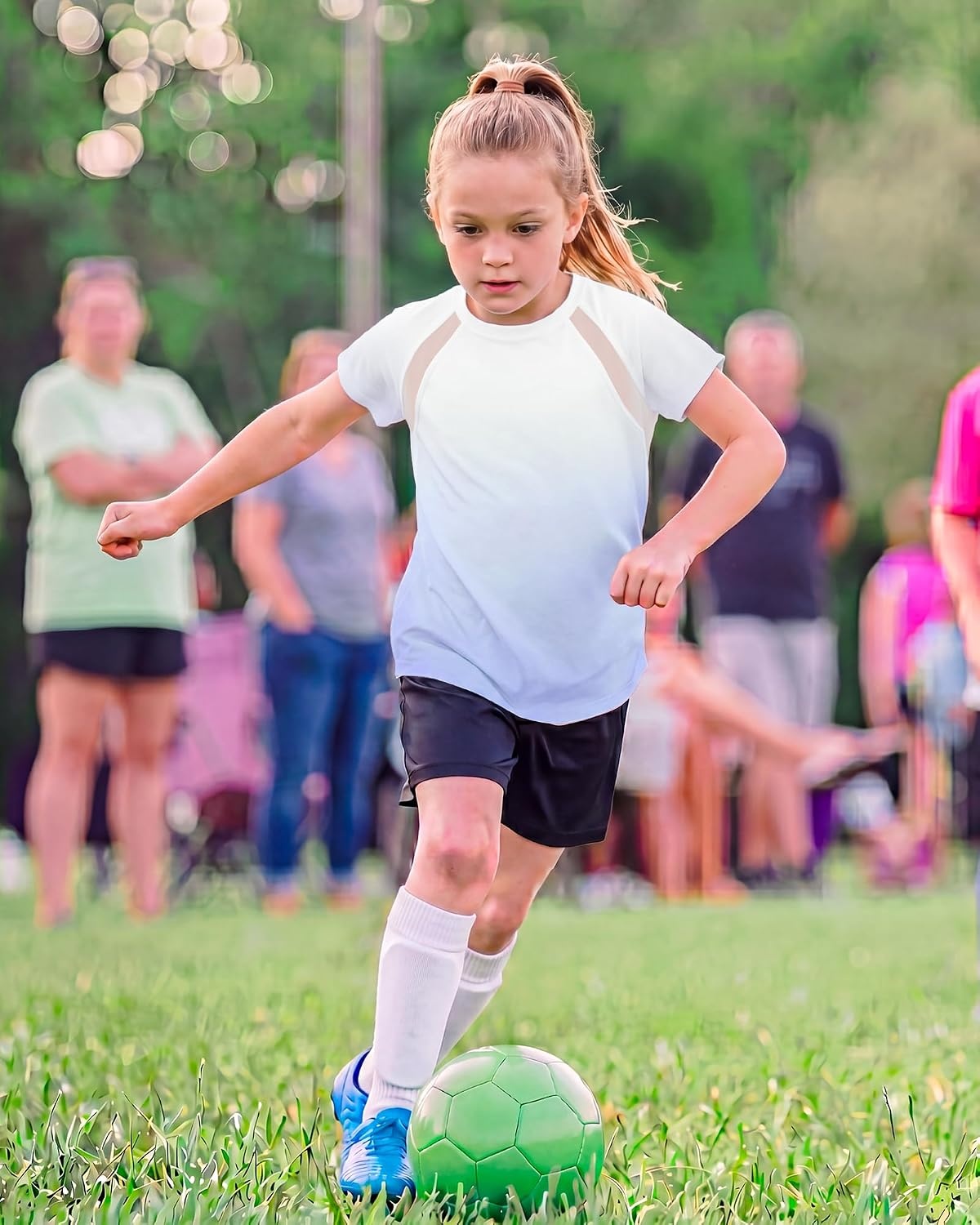 Stelle Athletic Shirts for Girls Short Sleeve Soccer Active Tshirts Kids | Moisture-wicking, Quick Dry, Breathable, Lightweight, Running, Tennis, Training, Sports, Crewneck Top, Summer Tee(Light Blue-08)