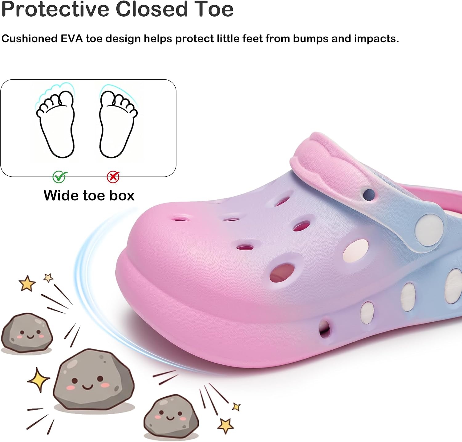 Stelle Garden Clogs for Girls Sandals Kids Water Shoes | Beach Sandals,Pool Slides,Slip-on,Daily wear,Adjustable cute strap(Mermaid Ombre)