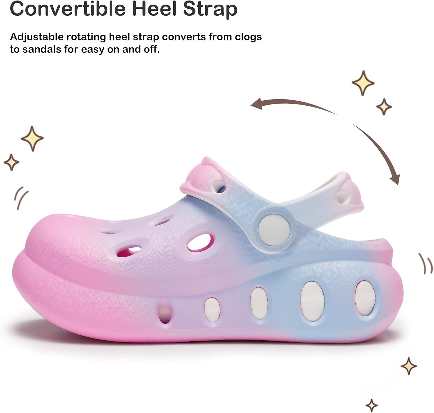 Stelle Garden Clogs for Girls Sandals Kids Water Shoes | Beach Sandals,Pool Slides,Slip-on,Daily wear,Adjustable cute strap(Mermaid Ombre)