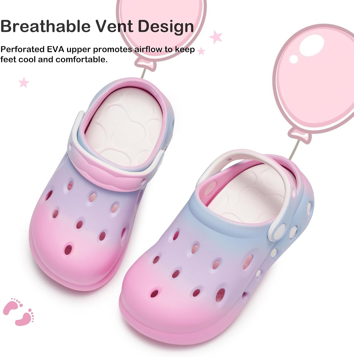 Stelle Garden Clogs for Girls Sandals Kids Water Shoes | Beach Sandals,Pool Slides,Slip-on,Daily wear,Adjustable cute strap(Mermaid Ombre)