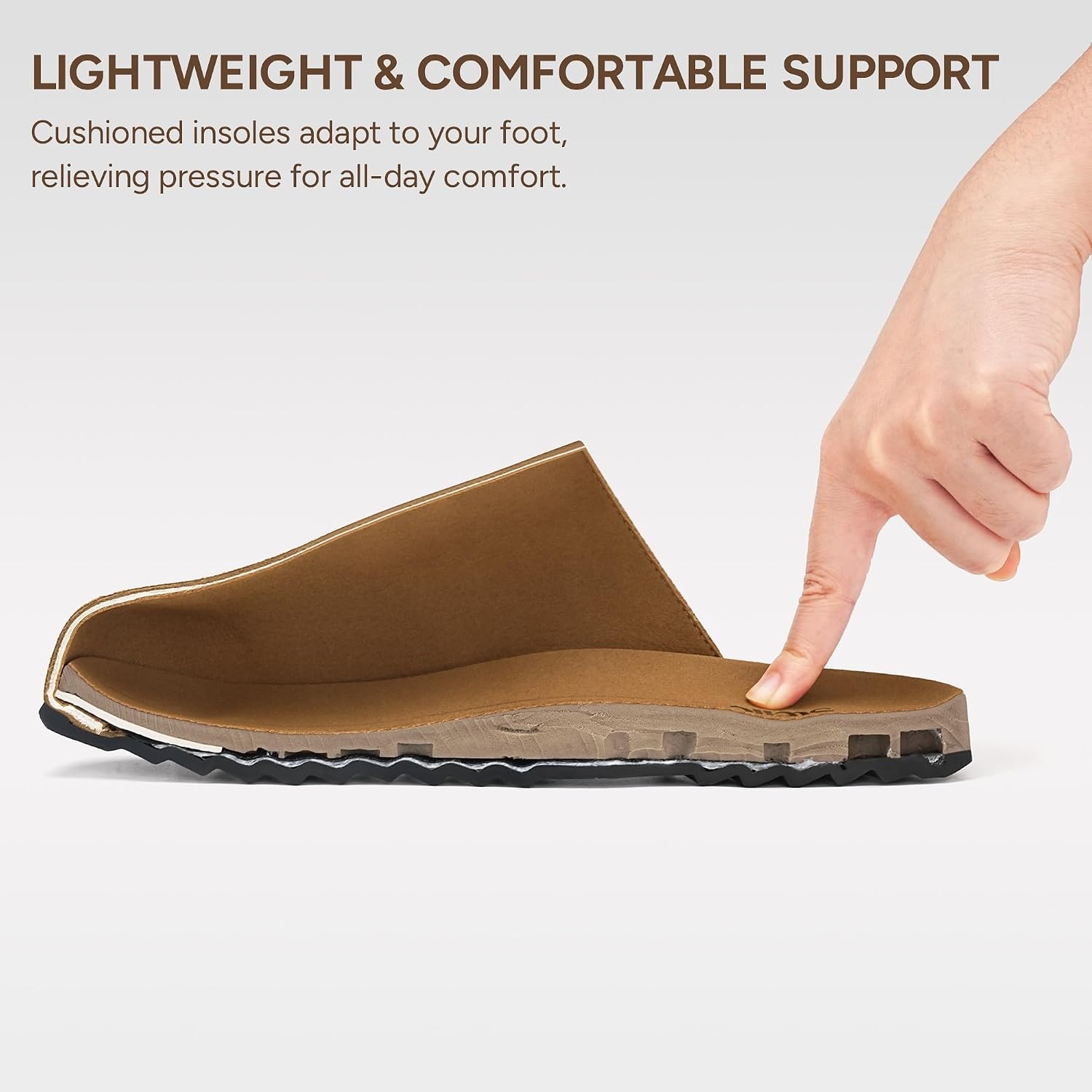 Stelle Clogs Women Mens Arch Support Suede Soft Cork Footbed Sandals Potato Shoes Slip on Home Slippers Non-Slip Comfort(Caramel-genuine Suede)
