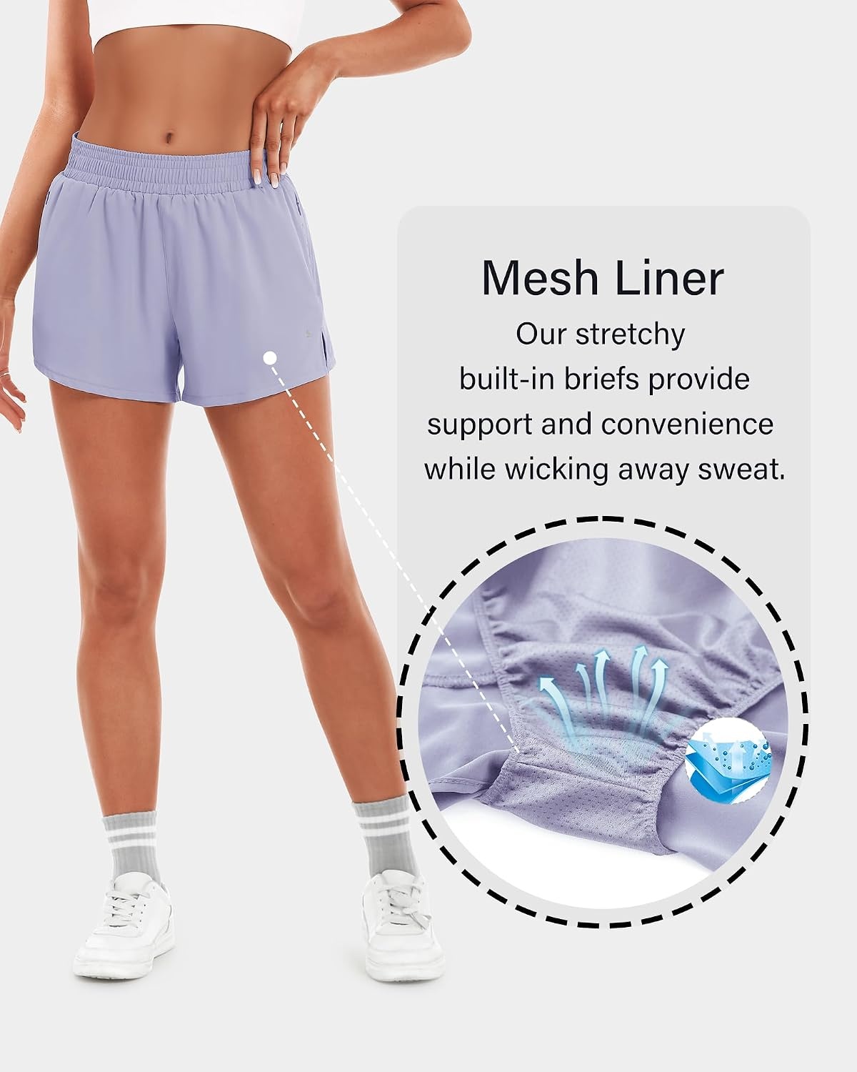 Stelle Women’s 3.5″ High Waisted Running Shorts Quick-Dry Gym Shorts Workout Athletic Shorts Mesh Liner with Zipper Pockets(Purple Haze)