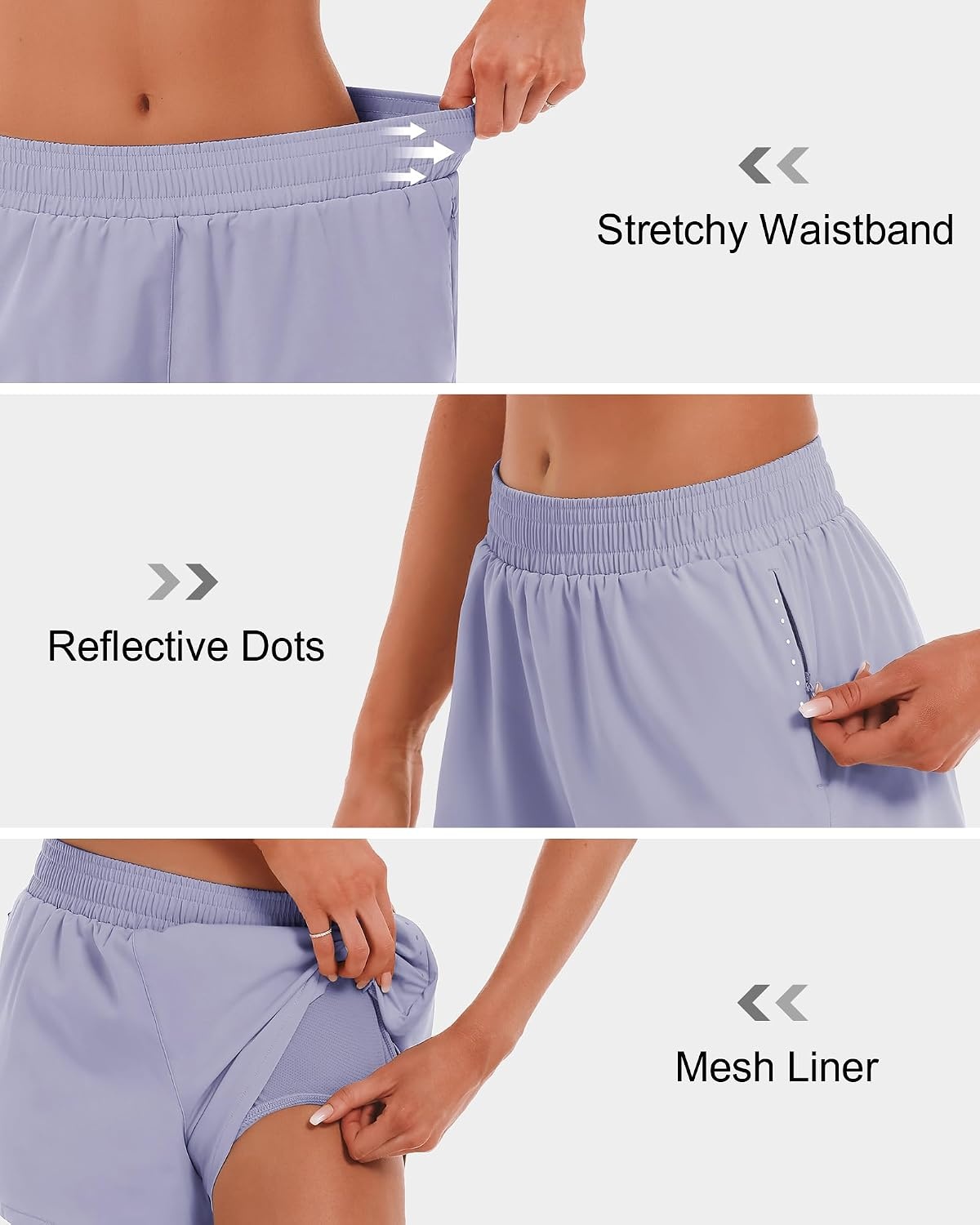 Stelle Women’s 3.5″ High Waisted Running Shorts Quick-Dry Gym Shorts Workout Athletic Shorts Mesh Liner with Zipper Pockets(Purple Haze)
