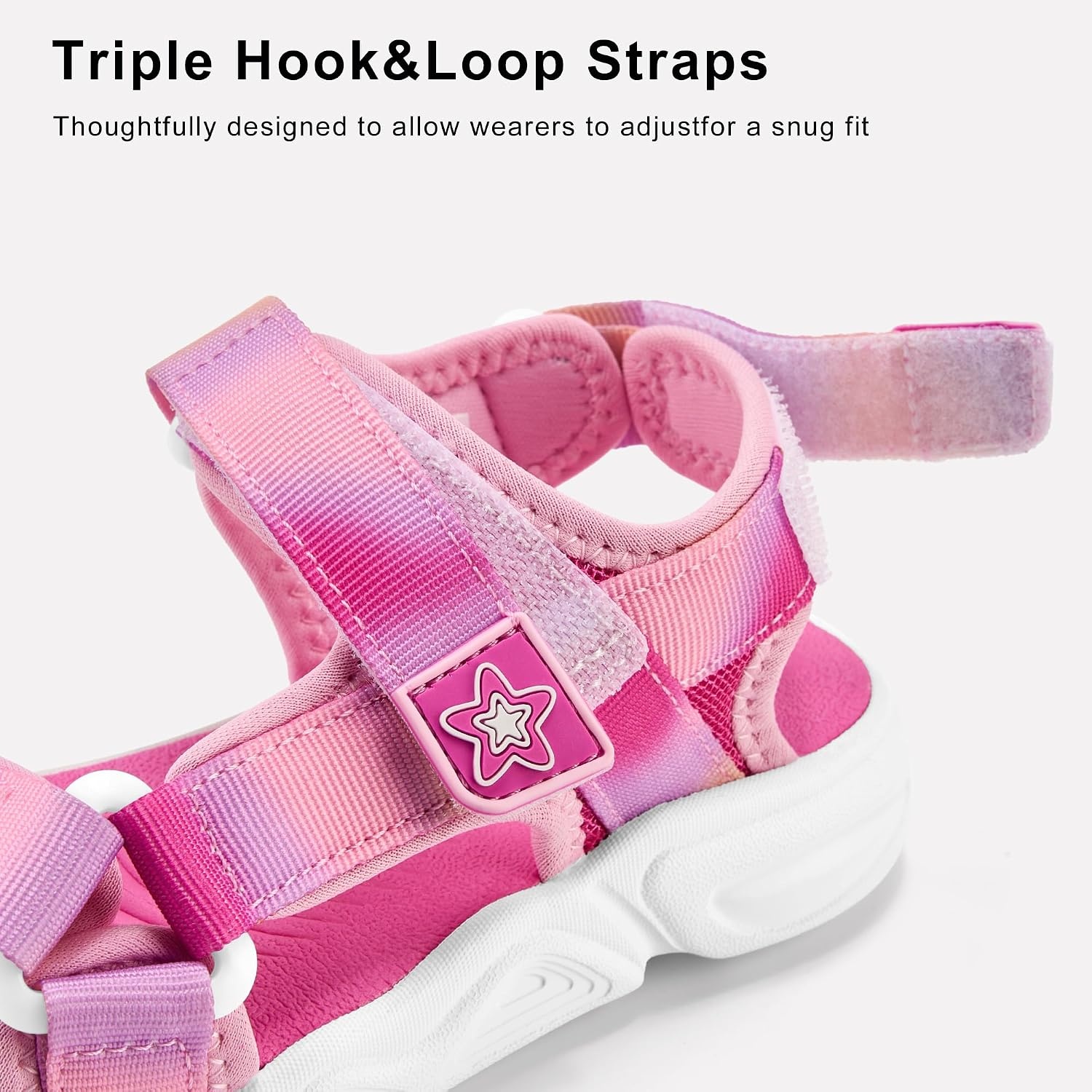 Stelle Boys Girls Summer Water Hiking Beach Open Toe Sport Sandals | Athletic Outdoor Play Everyday Casual Wear Adjustable Fit Breathable Comfort High-Traction Outsole Toddler to Big Kids(Fuchsia)