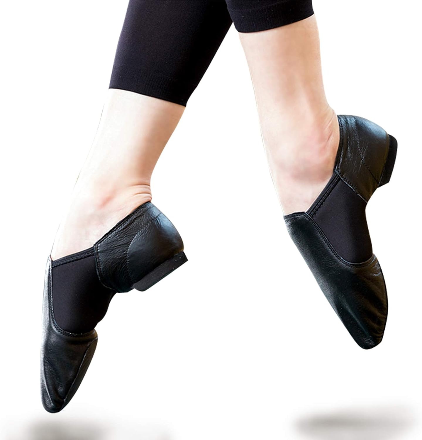 Stelle Jazz Shoes for Girls Leather Unisex Slip-On Dance | Genuine leather, Breathable comfort, Stretch arch support, Split sole, Flexible fit, Soft and durable(Black)