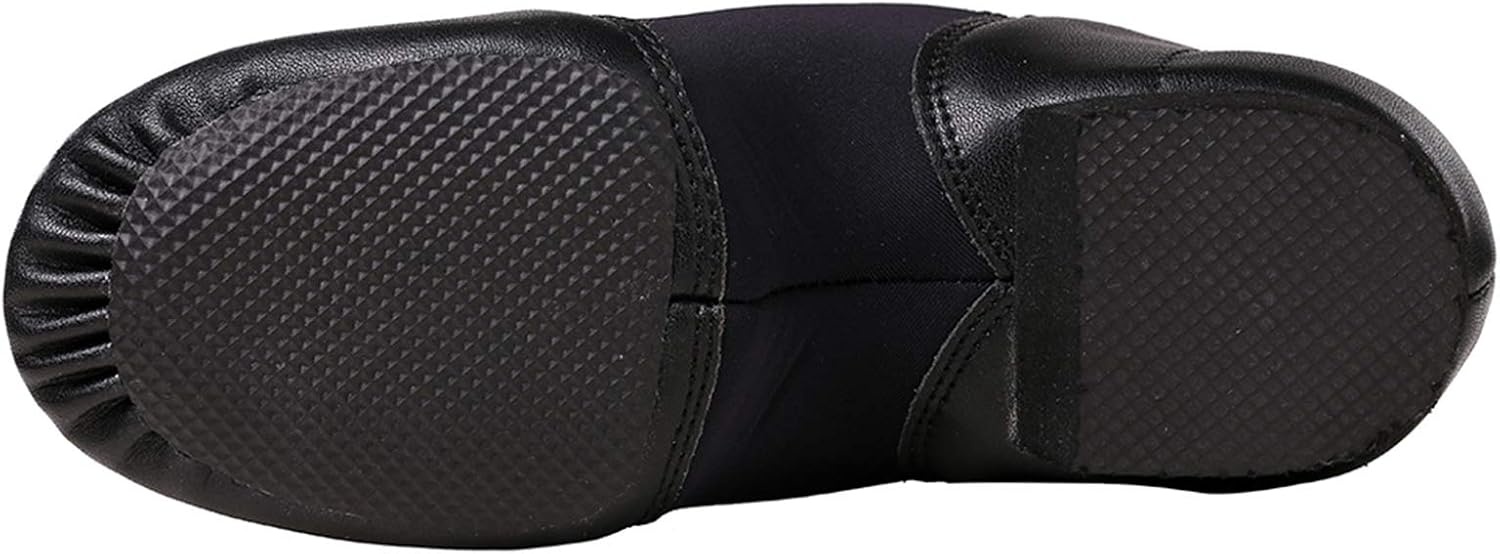 Stelle Jazz Shoes for Girls Leather Unisex Slip-On Dance | Genuine leather, Breathable comfort, Stretch arch support, Split sole, Flexible fit, Soft and durable(Black)