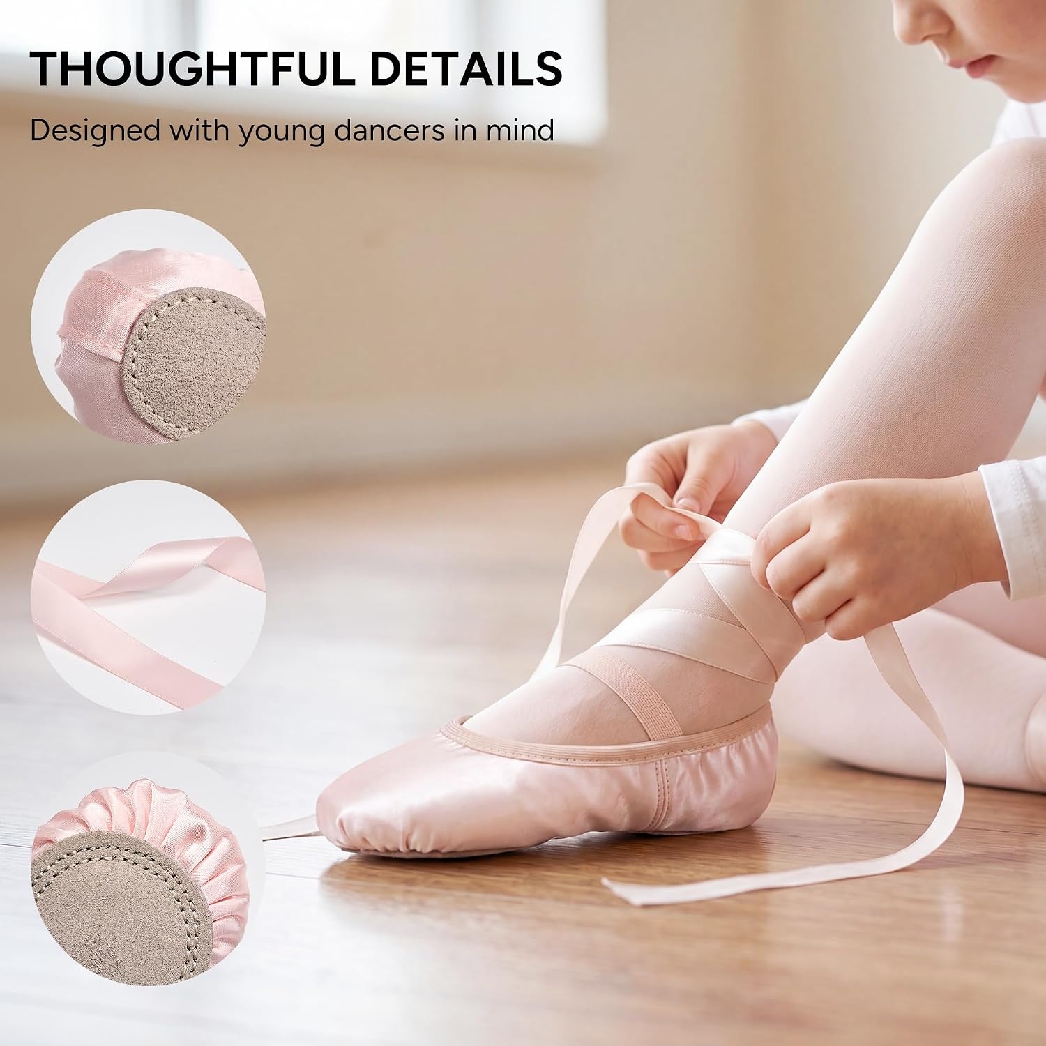 Stelle Ballet Shoes for Girls Satin/Ribbons Ballet Slippers Dance Shoes(Toddler/Little/Big Kids)(Ballet Pink)
