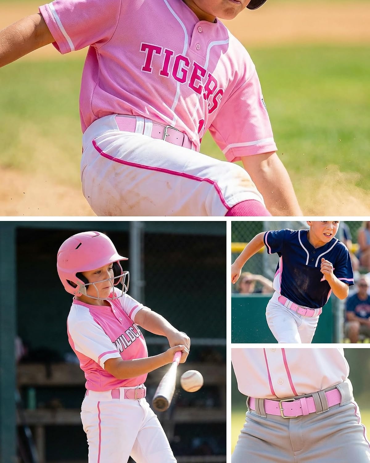 Stelle Baseball Softball Belt Elastic Adjustable Girls Boys Youth Adults | Secure Metal Buckle, Comfortable Stretch Fit, Fastpitch, Tee Ball, Uniform, Practice, Game Day, Durable, Women, Men(Petal Pink)