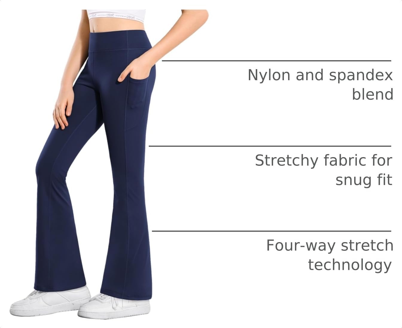 Stelle Girls Flare Leggings with Pockets High Waisted Bootcut Yoga Pants(02-b2-navy)