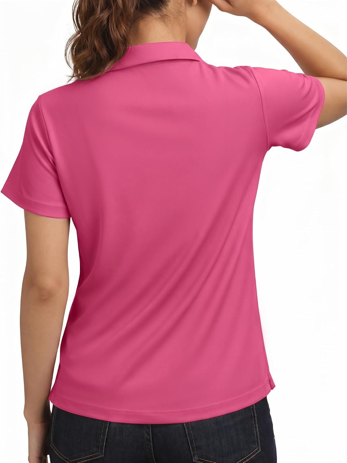 Stelle Womens Golf Polo Shirts V Neck UPF50+ Quick Dry Business Casual Tops(Dreamhouse Pink)