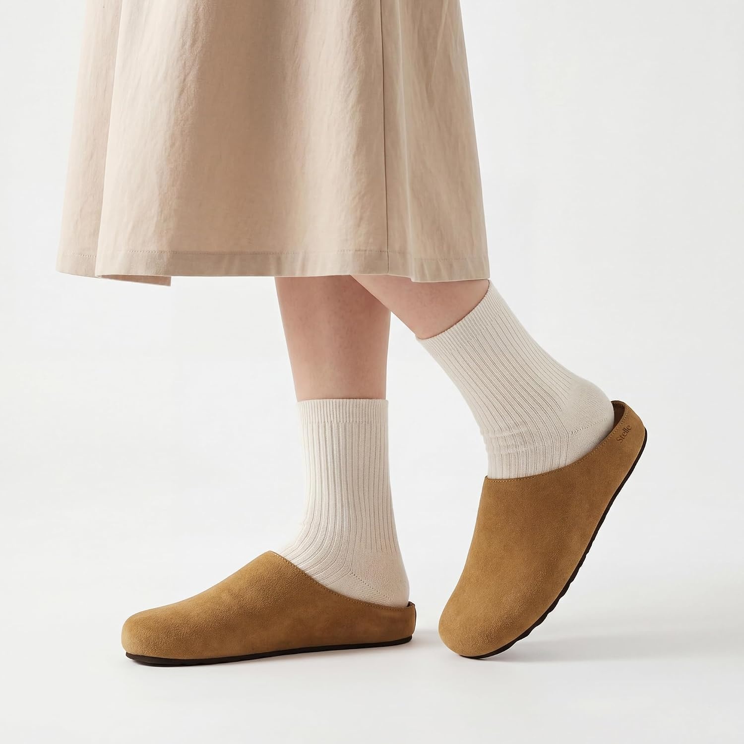 Stelle Clogs Women Mens Suede Potato Shoes Slip on Slippers(Caramel-genuine Suede)