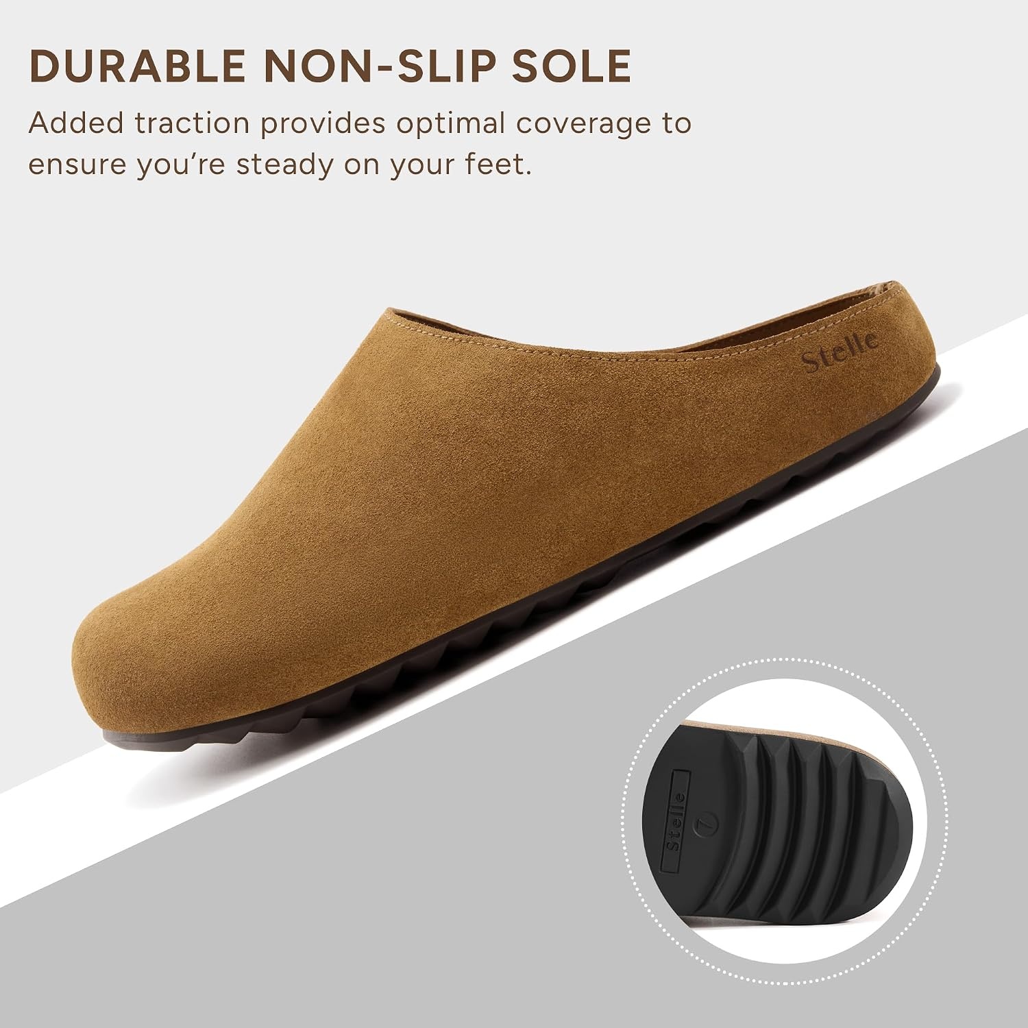Stelle Clogs Women Mens Suede Potato Shoes Slip on Slippers(Caramel-genuine Suede)