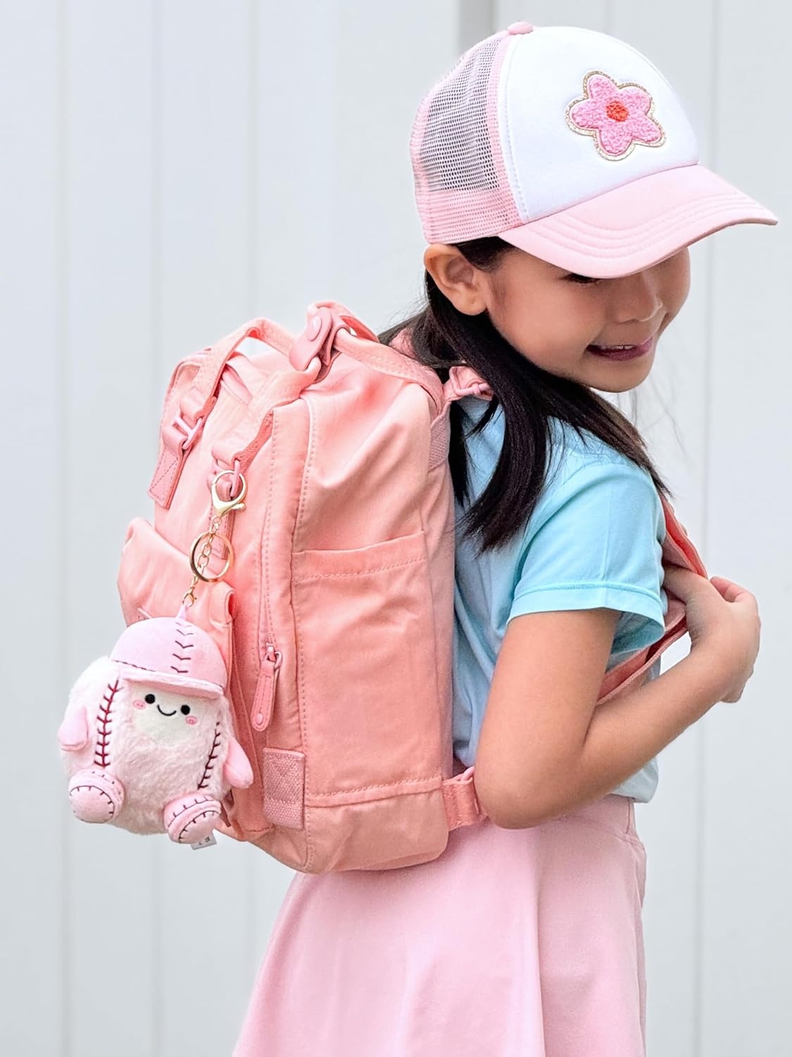 Stelle Cute Softball Plush Keychain for Backpack Kawaii Fuzzy Pink Bag Charm Soft Keychain Accessories Gifts for Girls(Pink-softball)