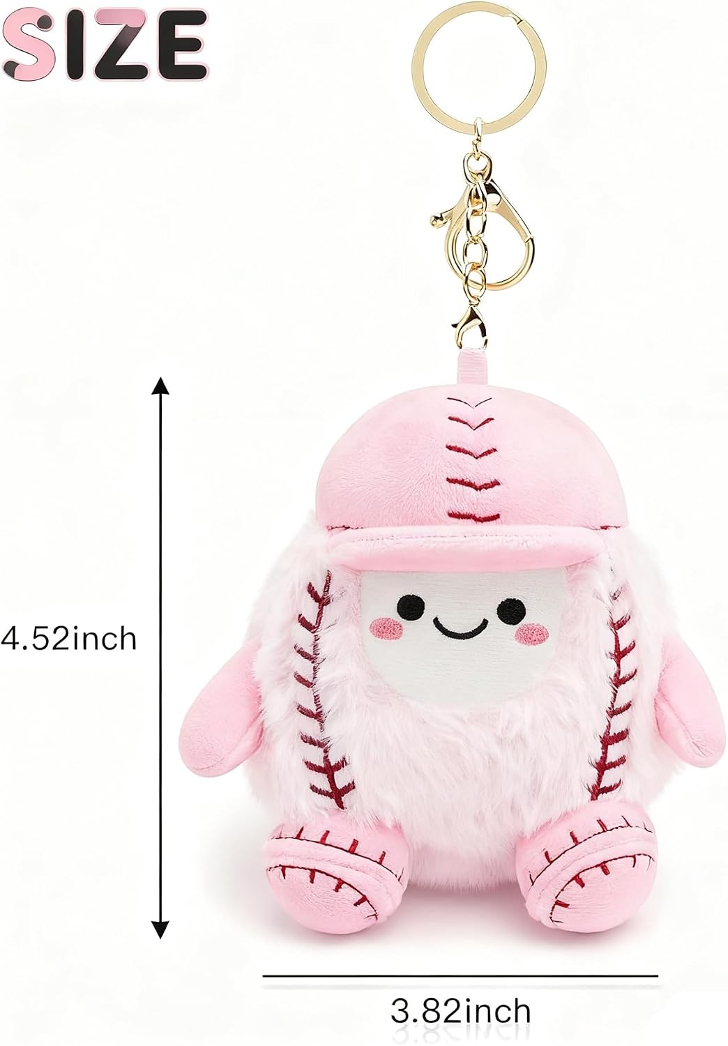 Stelle Cute Softball Plush Keychain for Backpack Kawaii Fuzzy Pink Bag Charm Soft Keychain Accessories Gifts for Girls(Pink-softball)