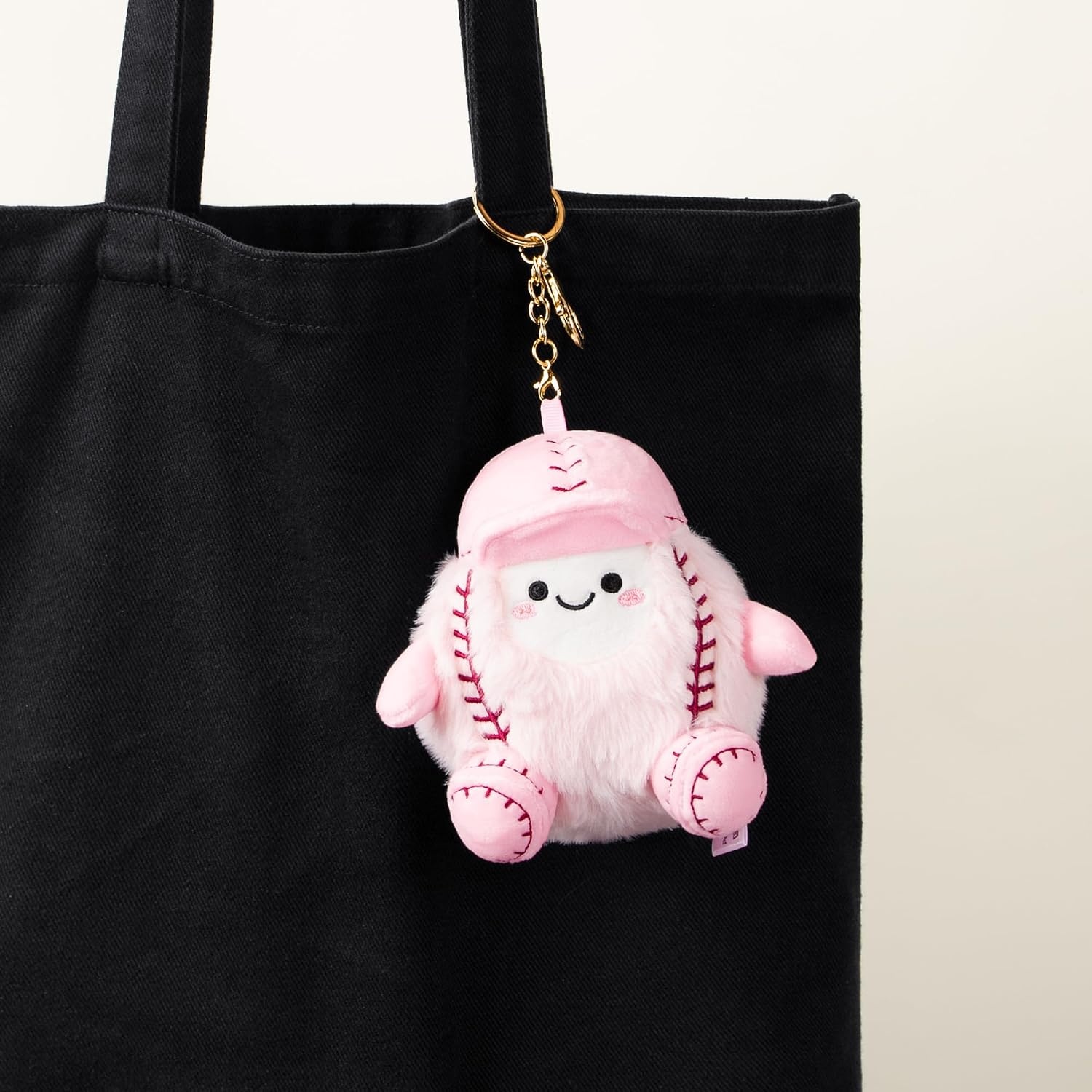 Stelle Cute Softball Plush Keychain for Backpack Kawaii Fuzzy Pink Bag Charm Soft Keychain Accessories Gifts for Girls(Pink-softball)