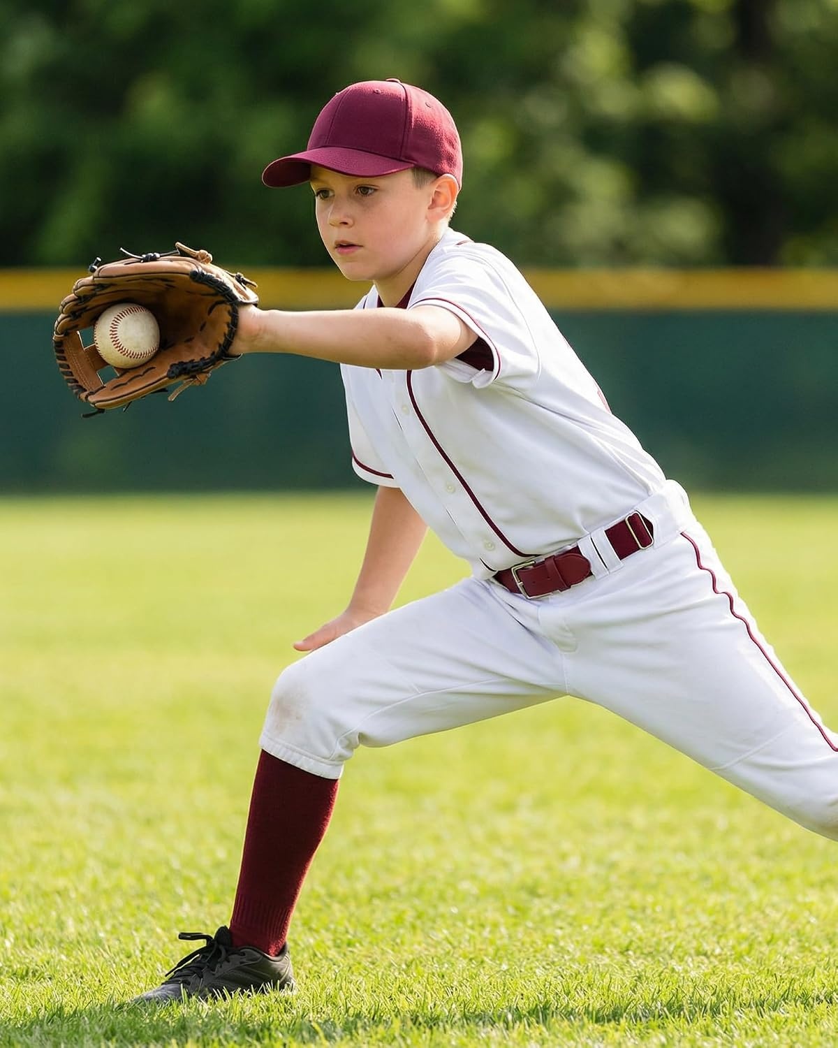 Stelle Baseball Softball Belt Elastic Adjustable Girls Boys Youth Adults | Secure Metal Buckle, Comfortable Stretch Fit, Fastpitch, Tee Ball, Uniform, Practice, Game Day, Durable, Women, Men(Crimson)
