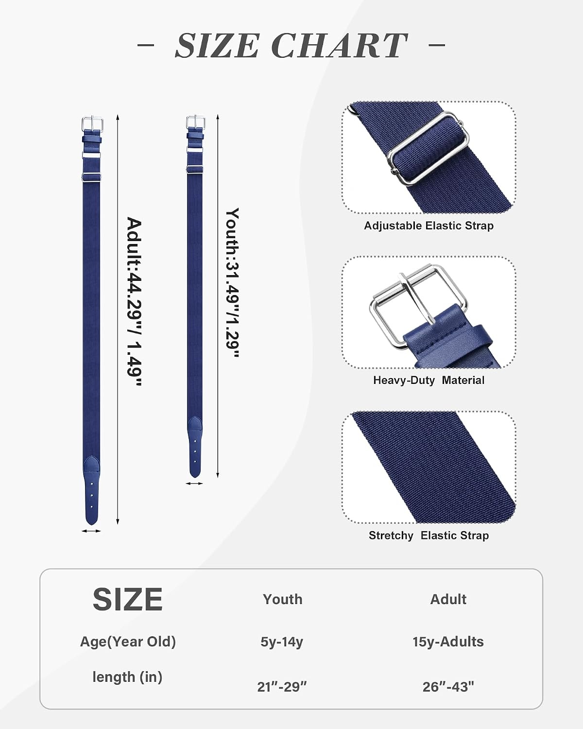 Stelle Baseball Softball Belt Elastic Adjustable Girls Boys Youth Adults | Secure Metal Buckle, Comfortable Stretch Fit, Fastpitch, Tee Ball, Uniform, Practice, Game Day, Durable, Women, Men(Navy)