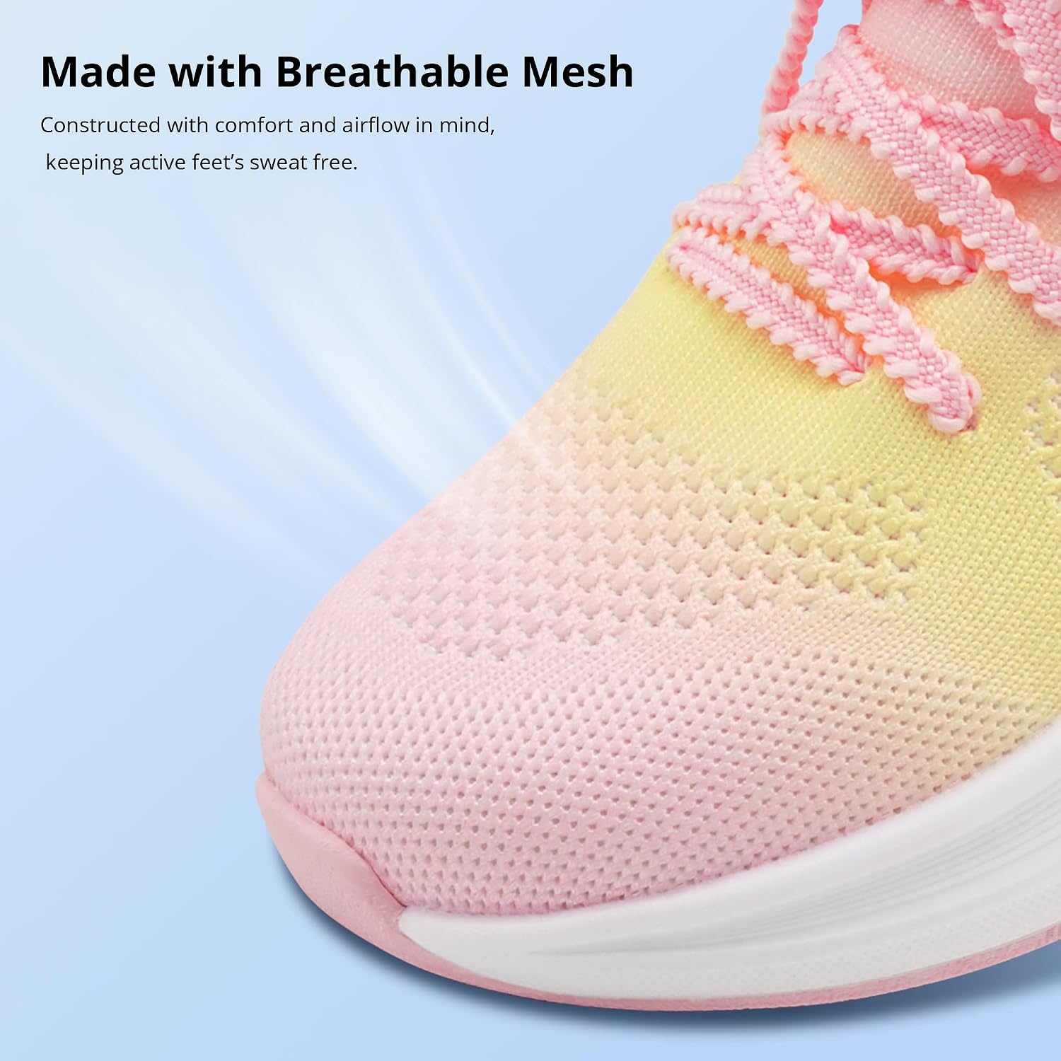 Stelle Girls Tennis Shoes with Slip-On Kids Running Shoes(Rainbow Pink)