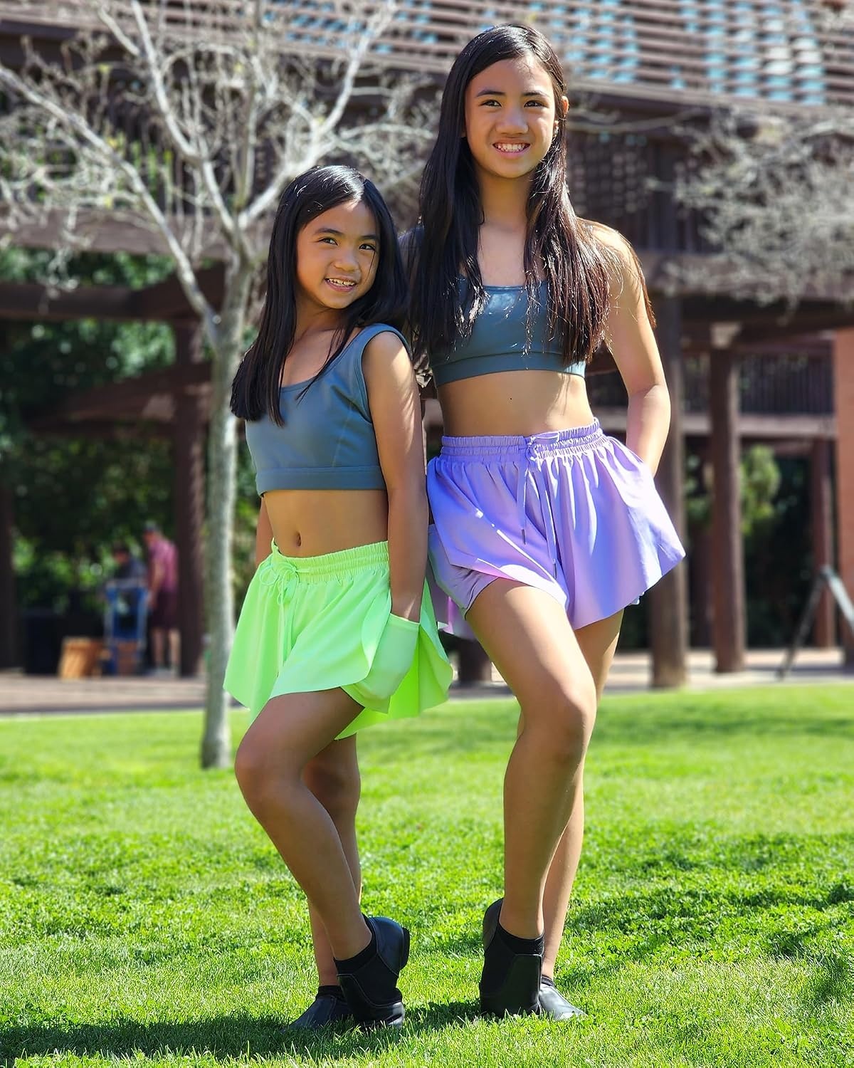 Stelle Girls Butterfly Shorts with Pockets Athletic Running Sports Skirt | 2 in 1 Sports short, 5-16 Years, Lightweight, Breathable, Quick-dry, Compression liner, 2 Inner pockets, Elastic waistband(A-neon Yellow)