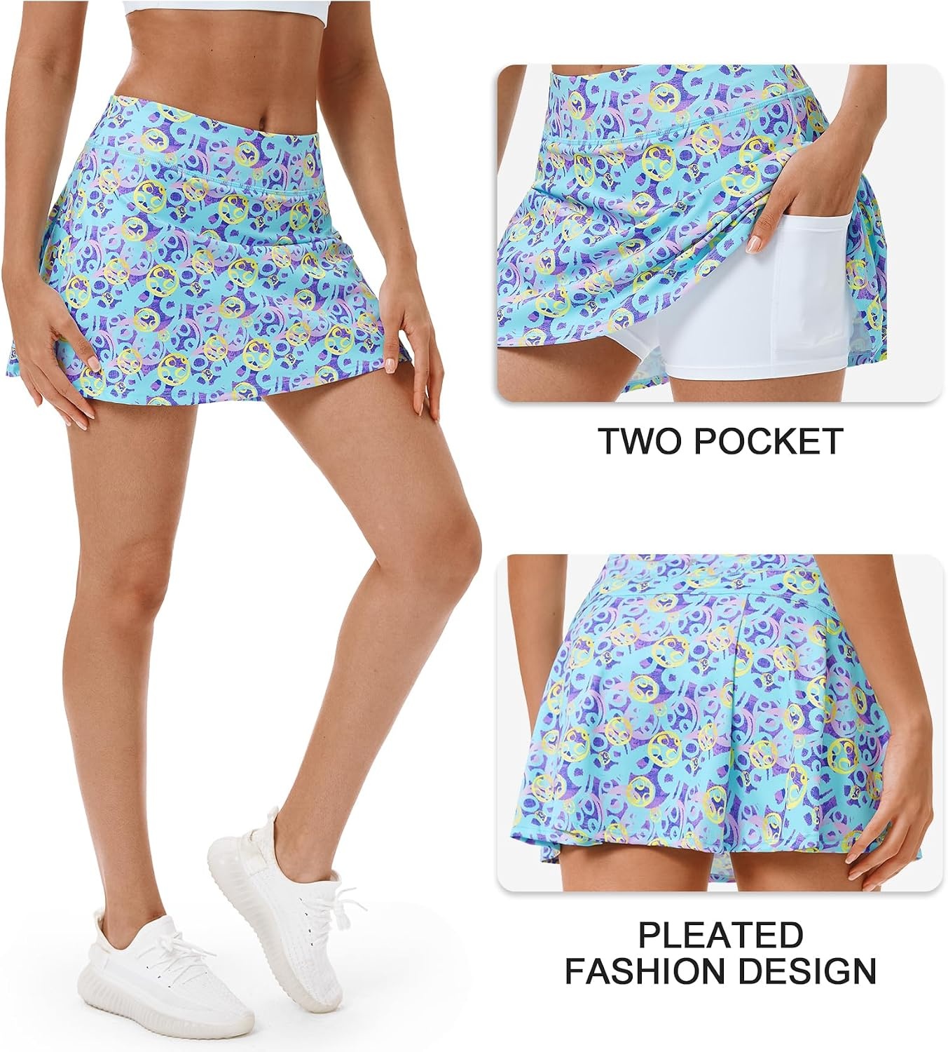 Stelle Women Tennis Skirt High Waisted Athletic Golf Skorts with Pockets(Vibrant Pickle)