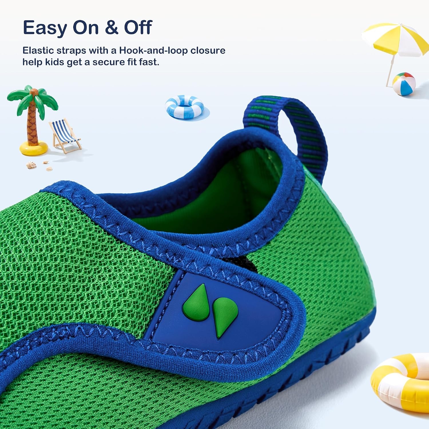 Stelle Toddler Water Shoes Kids Barefoot Non-Slip | Quick Dry Hook-and-Loop Strap with Built-In Drainage for Boys Girls-Natural Foot Movement, Beach Pool Swim Hiking Camping(Green)