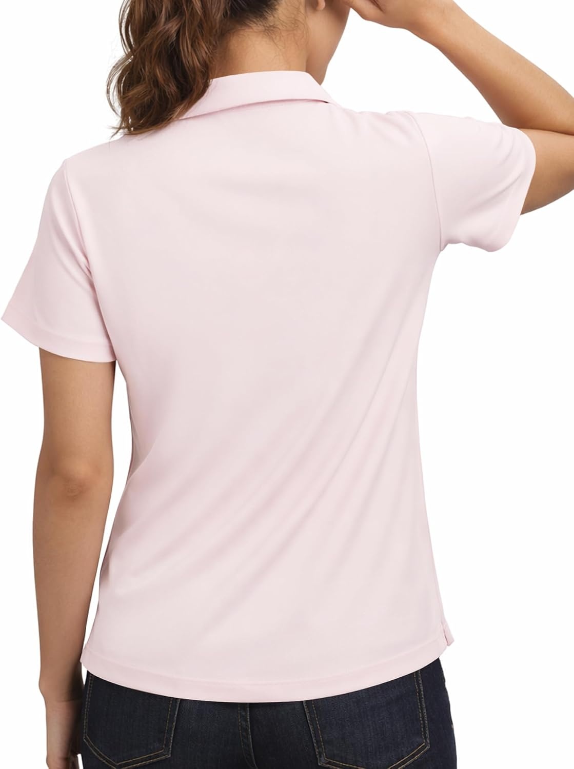 Stelle Womens Golf Polo Shirts V Neck UPF50+ Quick Dry Business Casual Tops | Moisture wicking, Four-way stretch, Wrinkle resistant, Golf, Tennis, Pickleball, Lightweight performance(Ballet Pink)