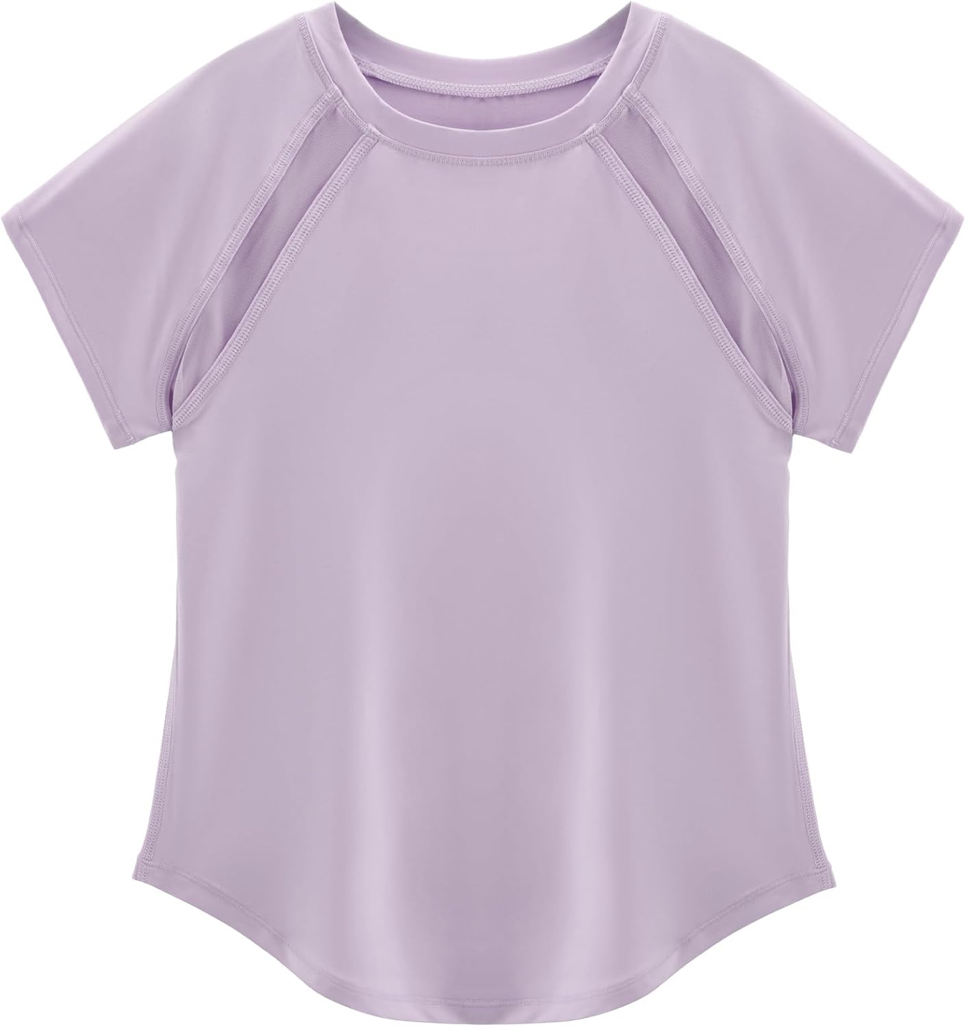 Stelle Athletic Shirts for Girls Short Sleeve Soccer Active Tshirts Kids(Light Purple)