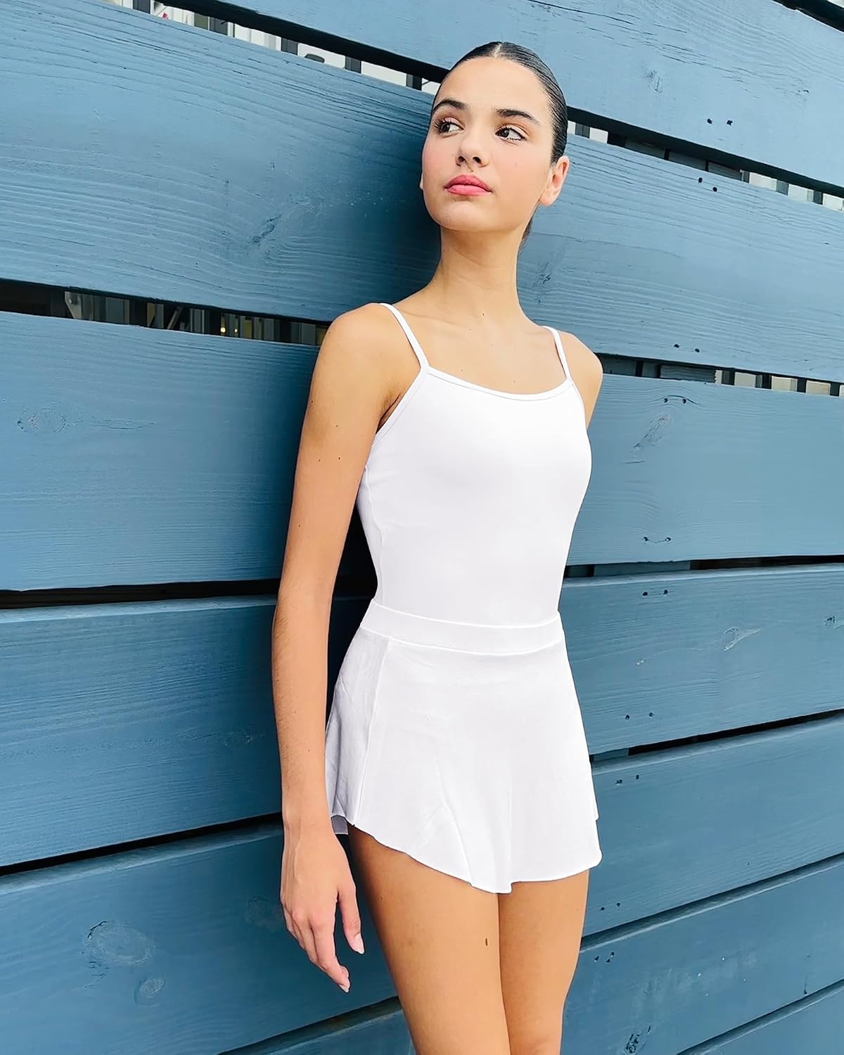 Stelle Women’s Ballet Leotard for Dance Scoop Neck Double Lined Bodysuit(White)
