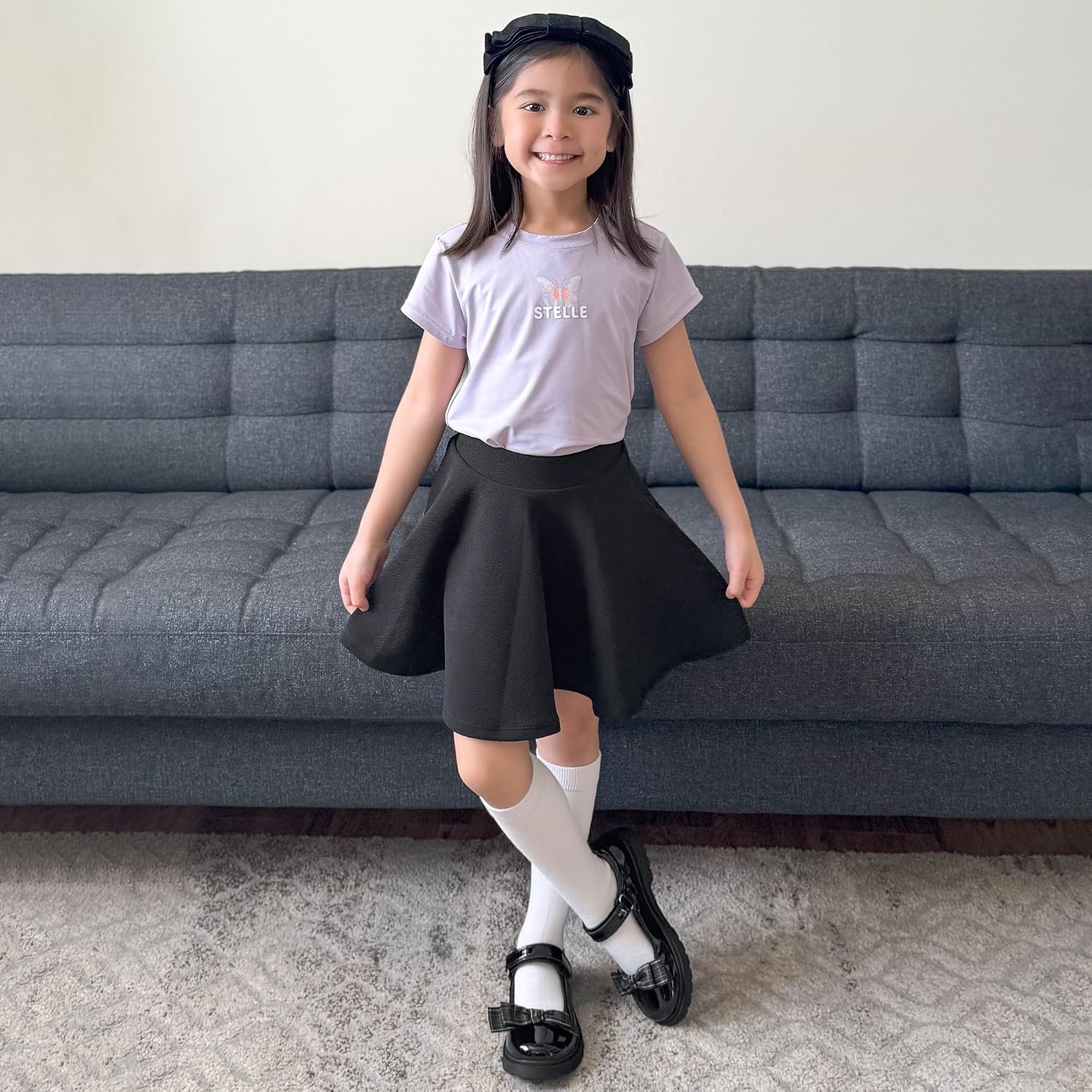 Stelle Girls Mary Jane Shoes School Uniform Flats Dress Shoes Detachable Bow Chunky Formal for Little/Big Kids | Removable bow, Cushioned comfort, Flexible outsole, Flower girl, Party, Comfortable all-day wear(Publack Pat)