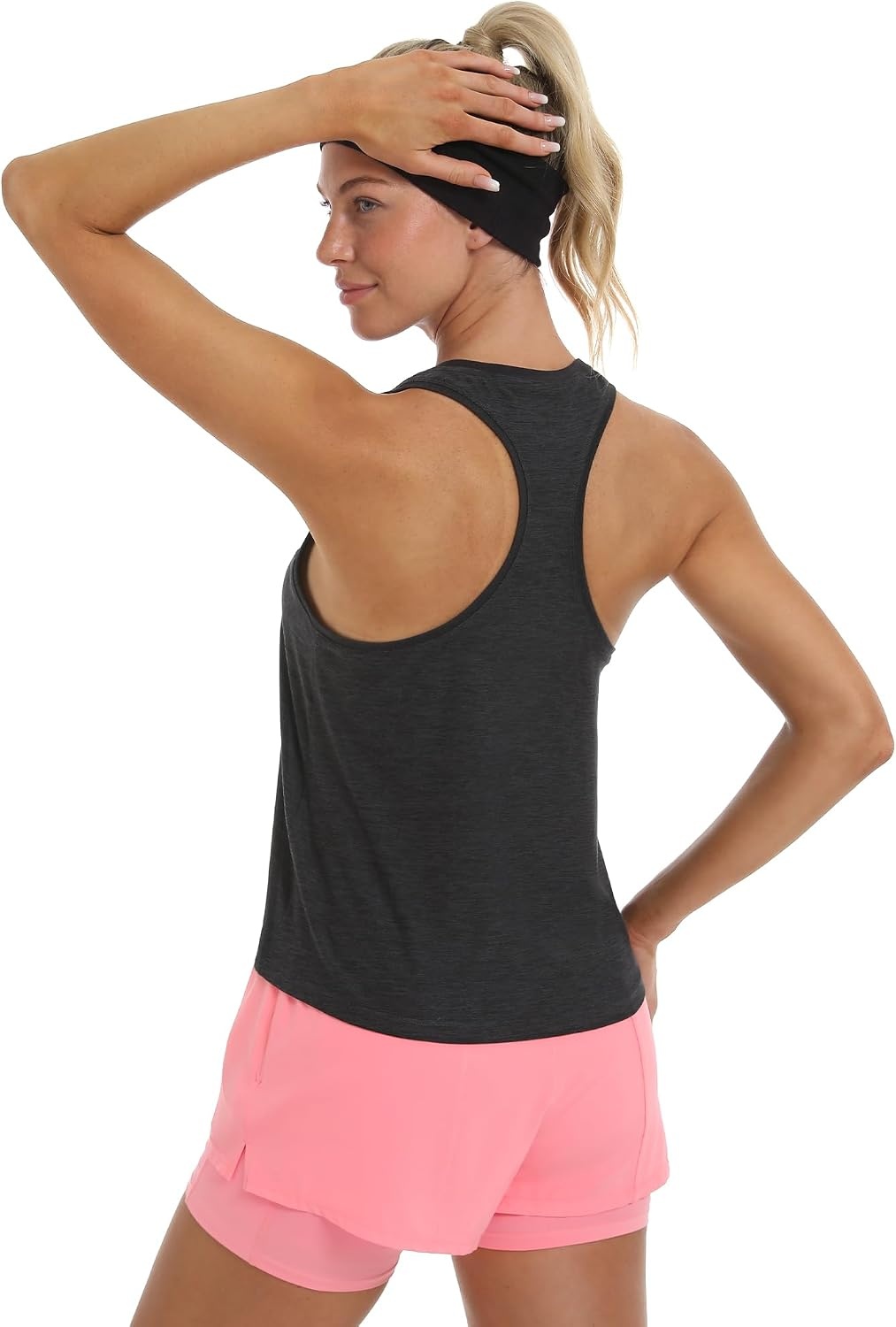 Stelle Womens Tank Tops Workout Gym Exercise Athletic Yoga Tops Racerback Running Tank Top Loose Fit(Charcoal)