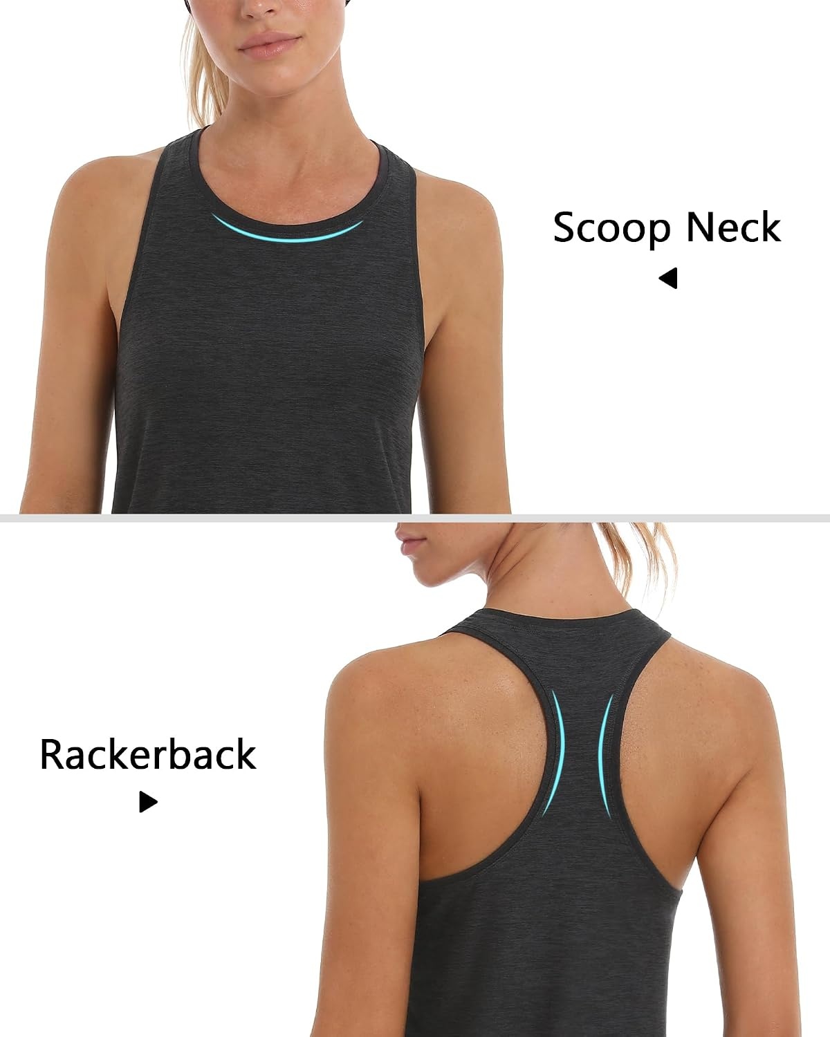 Stelle Womens Tank Tops Workout Gym Exercise Athletic Yoga Tops Racerback Running Tank Top Loose Fit(Charcoal)