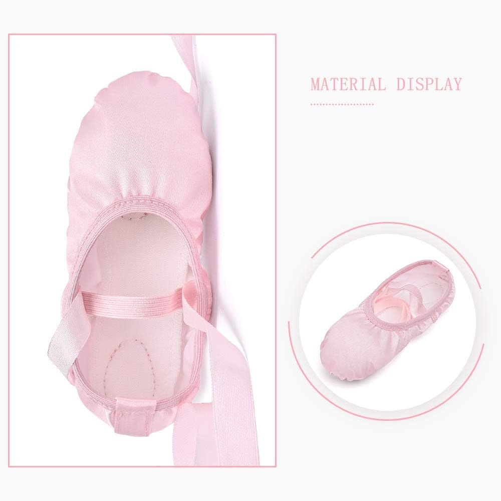 Stelle Ballet Shoes for Girls Satin/Ribbons Ballet Slippers Dance Shoes(Toddler/Little/Big Kids)(Pink)