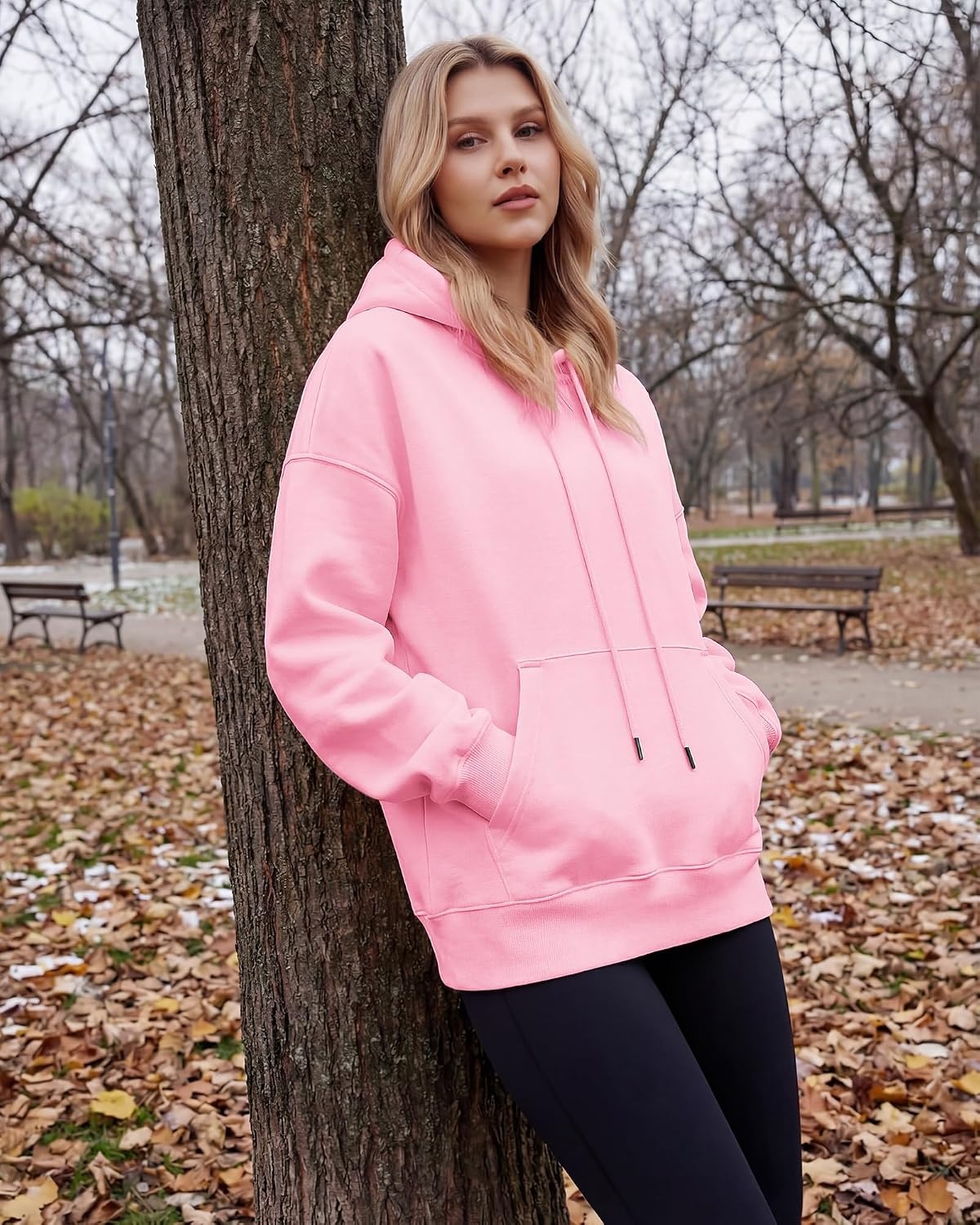 STELLE Womens Oversized Hoodies Fleece Sweatshirts Fall Fashion 2026 Pullover Sweaters Winter Clothes(Pink)