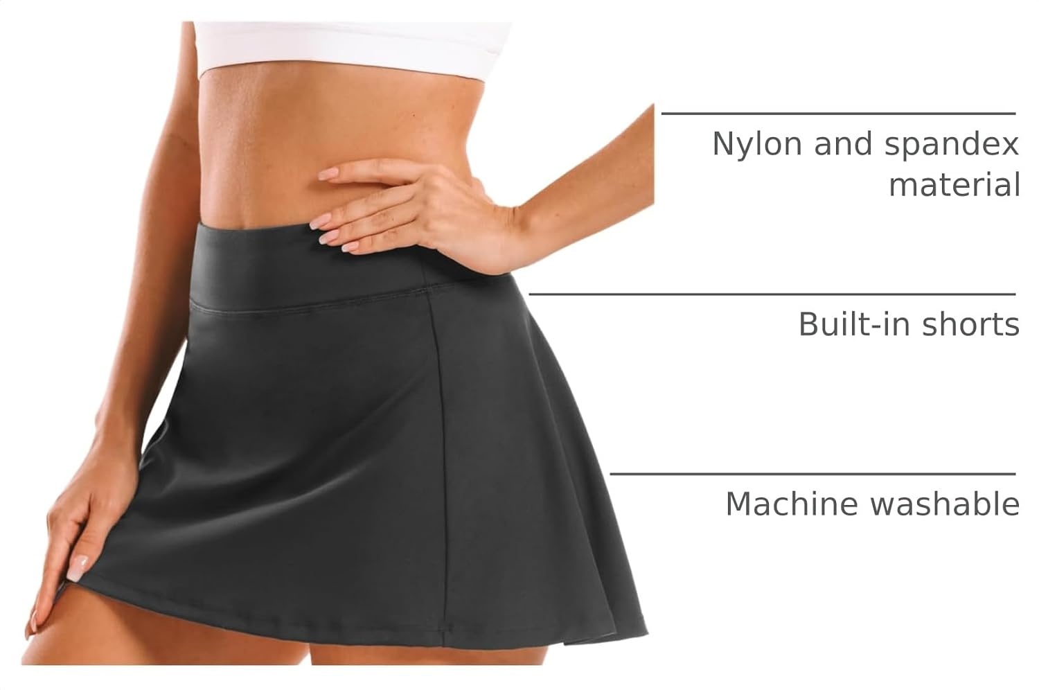 Stelle Women’s Tennis Golf Skirts High Waisted Athletic Skorts with Pockets(Grey)