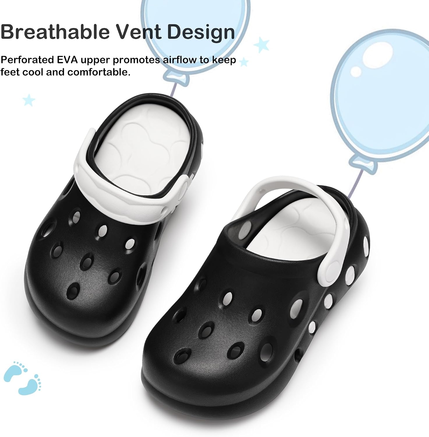 Stelle Garden Clogs for Girls Sandals Kids Water Shoes | Beach Sandals,Pool Slides,Slip-on,Daily wear,Adjustable cute strap(Black)