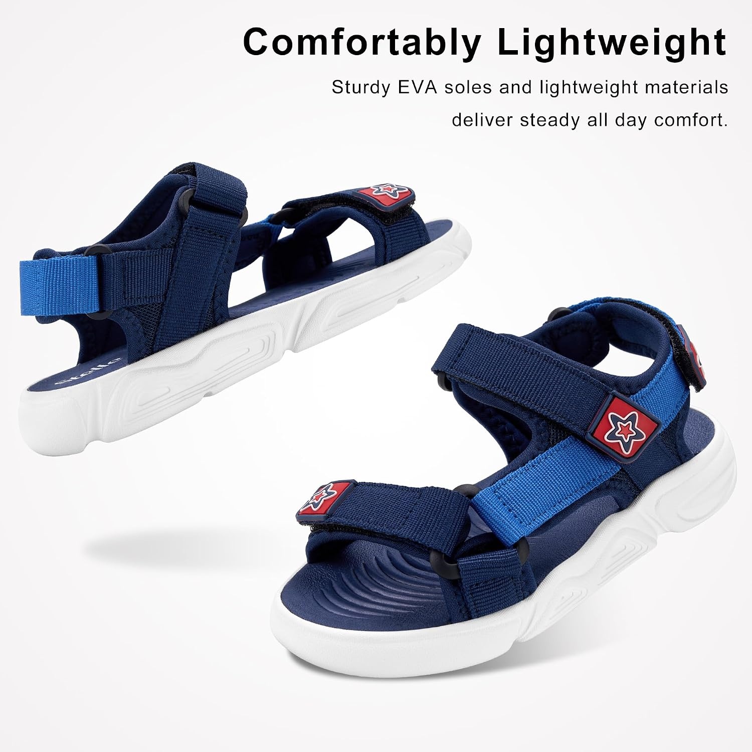 Stelle Boys Girls Summer Water Hiking Beach Open Toe Sport Sandals(Navy)