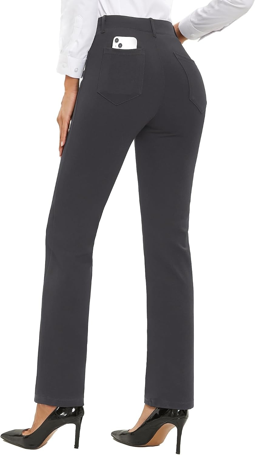 Stelle Women’s 30 Inch Straight Leg Work Pants Stretch Business Casual(Charcoal-2)