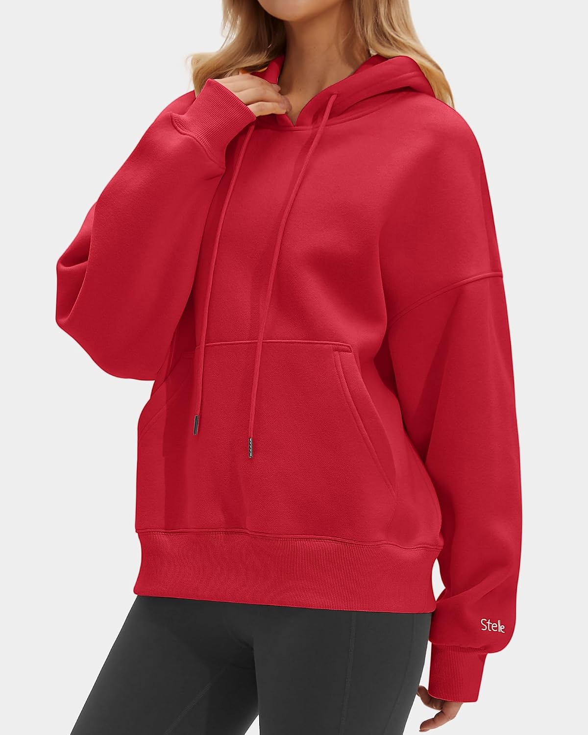 STELLE Womens Oversized Hoodies Fleece Sweatshirts Fall Fashion 2026 Pullover Sweaters Winter Clothes(Red)