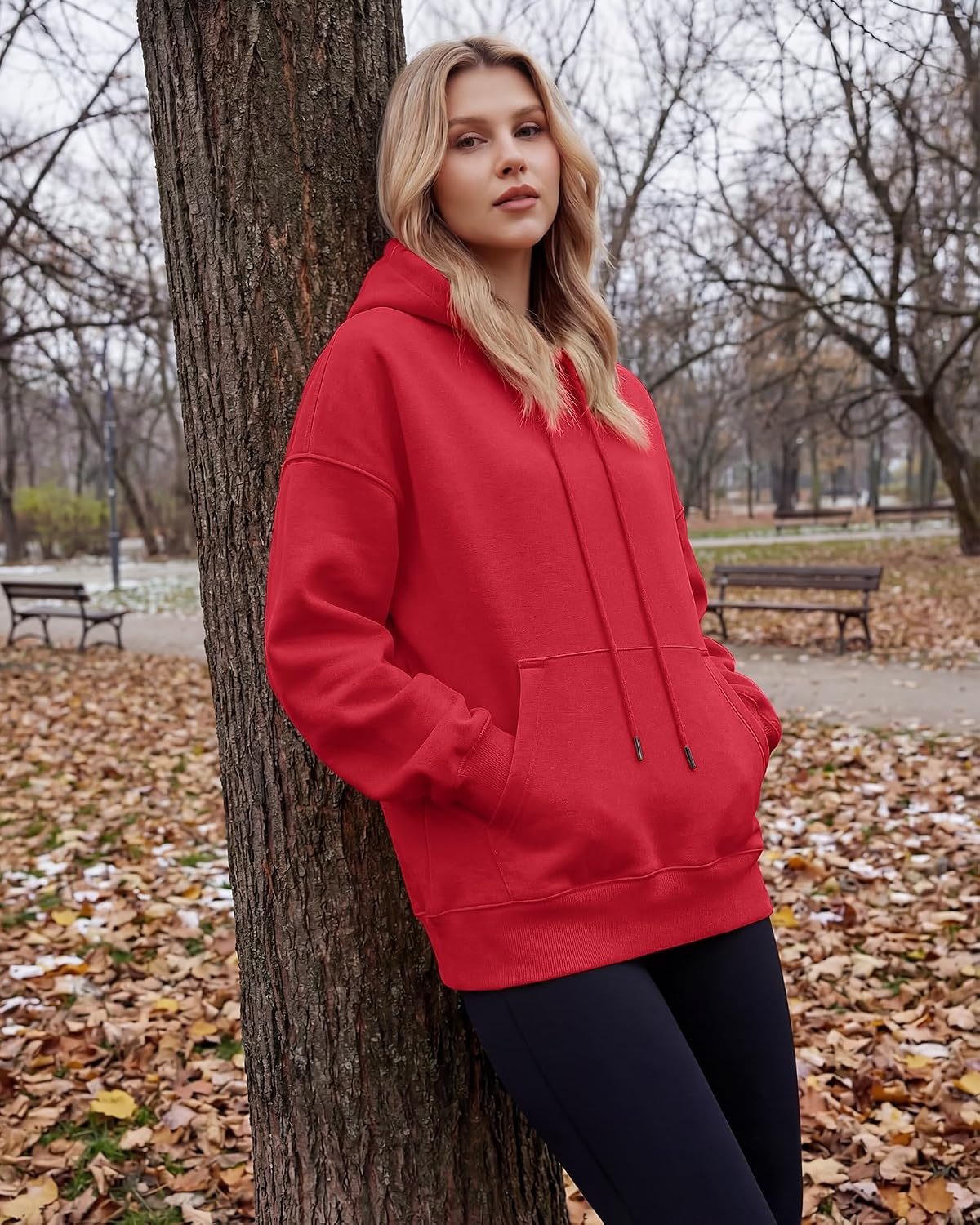 STELLE Womens Oversized Hoodies Fleece Sweatshirts Fall Fashion 2026 Pullover Sweaters Winter Clothes(Red)