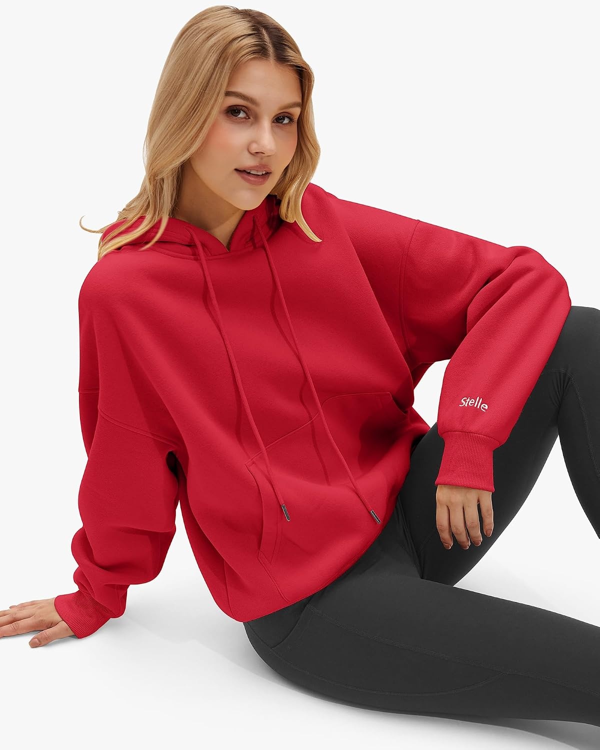 STELLE Womens Oversized Hoodies Fleece Sweatshirts Fall Fashion 2026 Pullover Sweaters Winter Clothes(Red)
