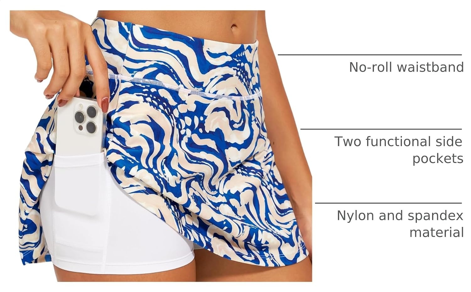 Stelle Women’s Tennis Golf Skirts High Waisted Athletic Skorts with Pockets | Built-In Shorts, Athletic Skirt, Tummy Control, Stretchy, Running, Pickleball, Workout, Casual, Skorts for Woman(Ocean Breeze)